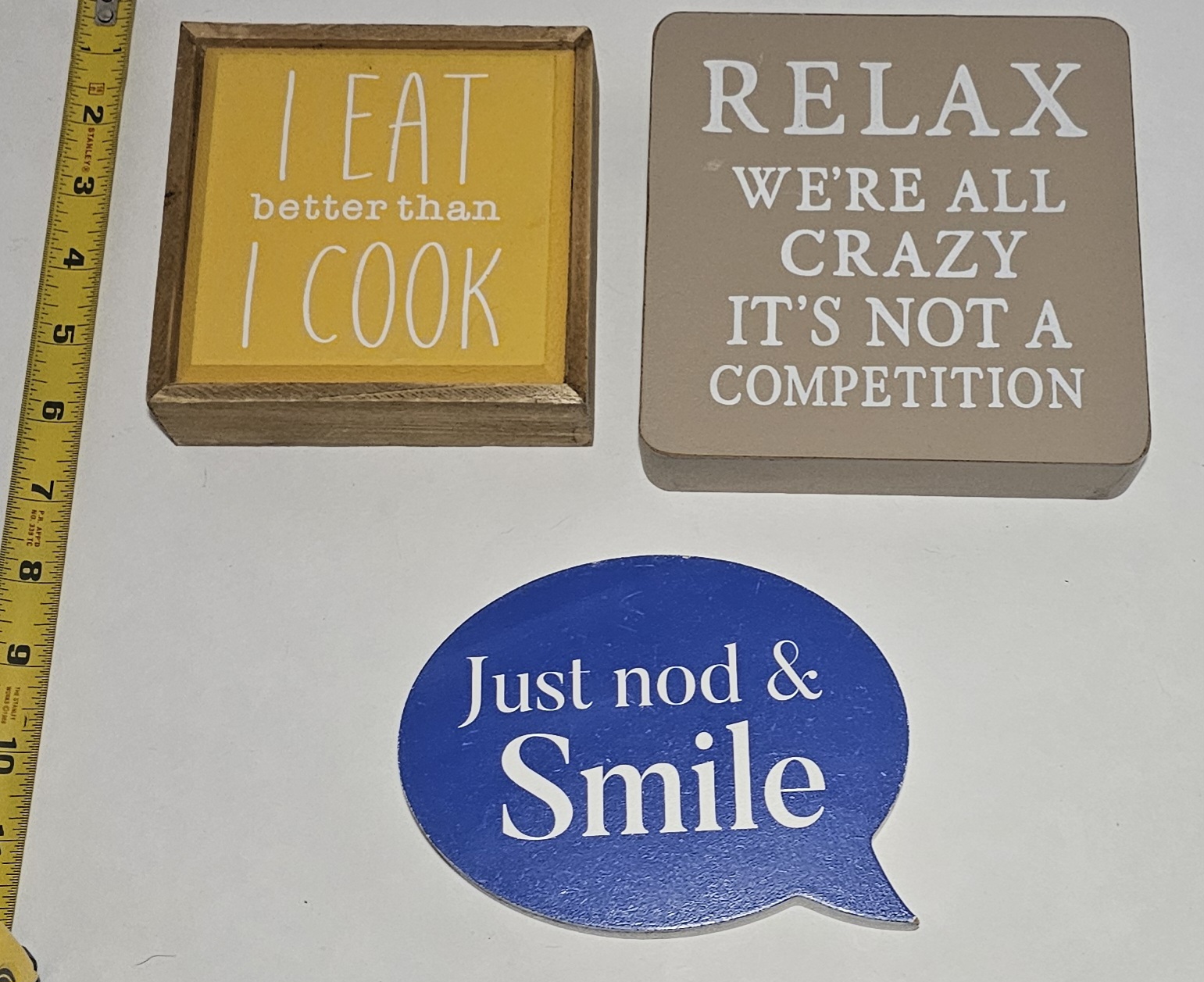 Wooden signs - Eat, Relax, and Smile