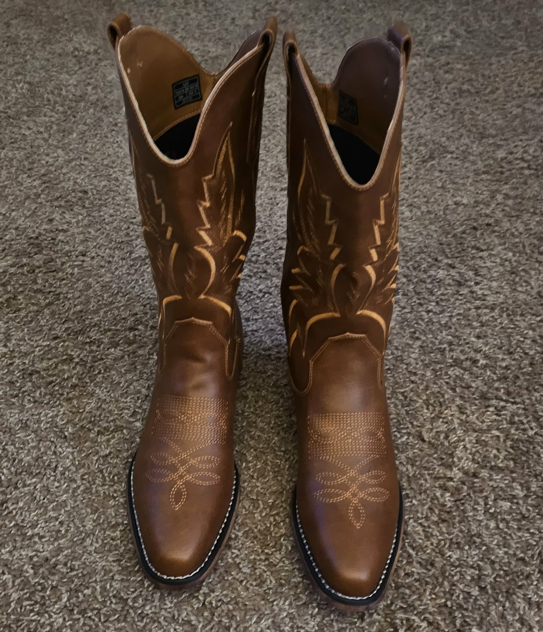 IUV Cowboy Boots For Women Western Boots Cowgirl Boots Pull On Pointy Toe Mid Calf Boots Size 9