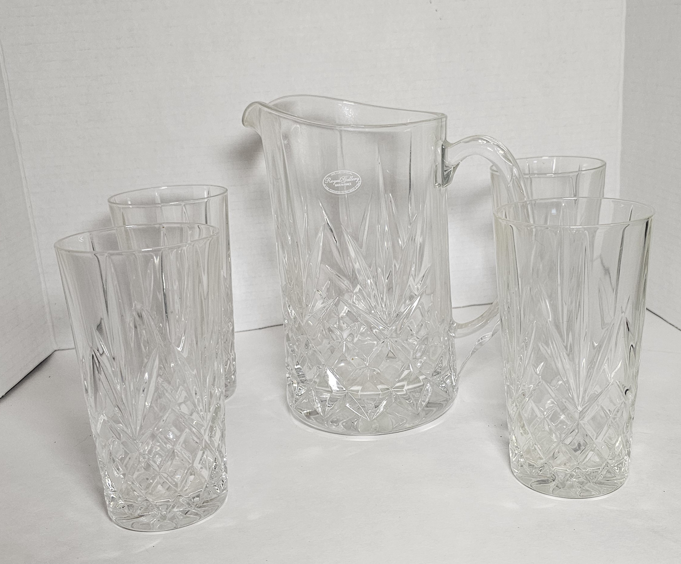 Set - Lead Crystal Pitcher with 4 Tumblers  Royal Gallery
