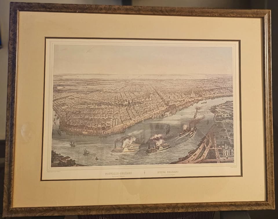 Nouvelle Nueva New Orleans Louisiana Print 1851 Lithograph Replica