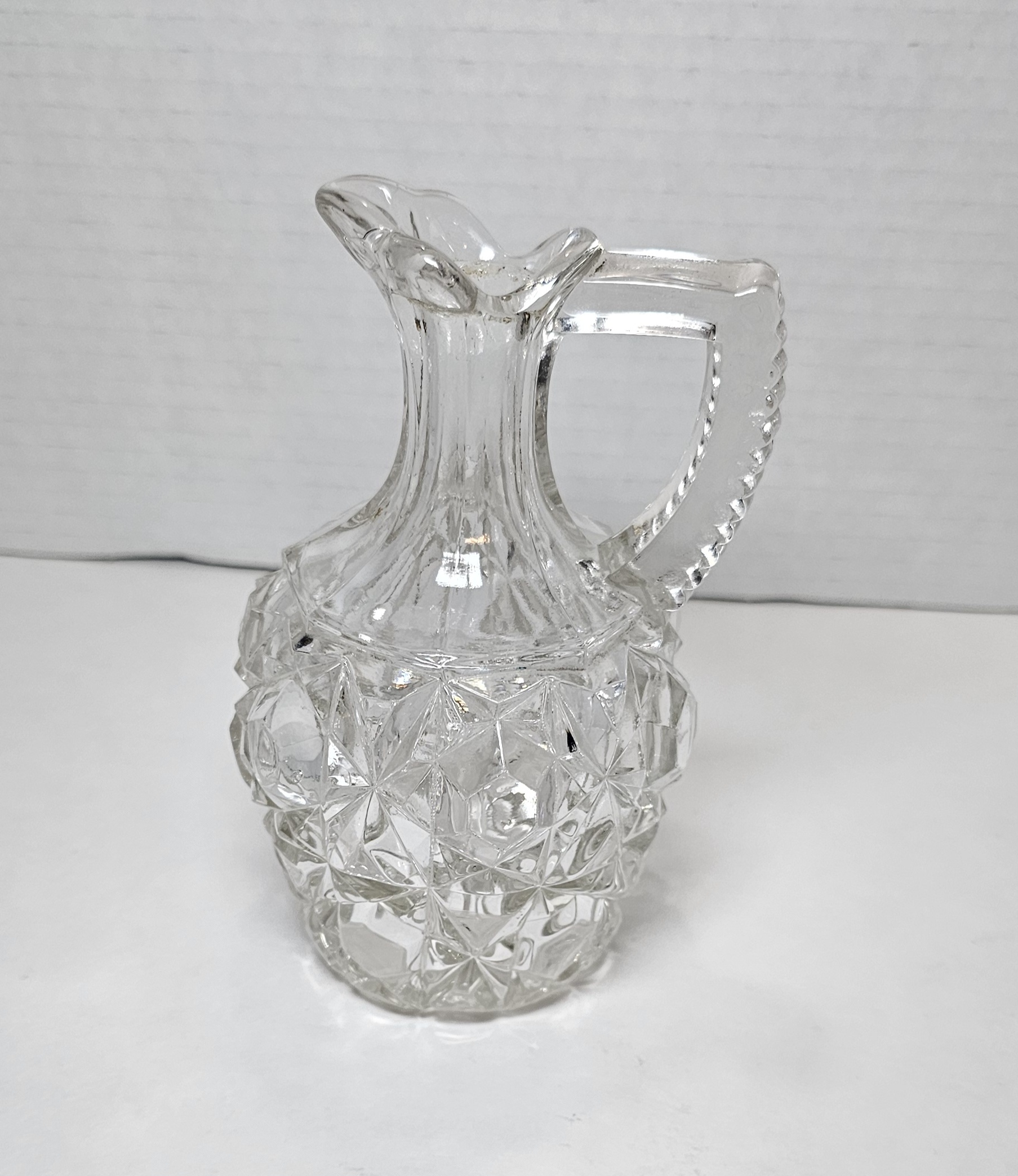 Big Button Cruet Clear Glass EAPG 1891 Block & Lattice A Beauty