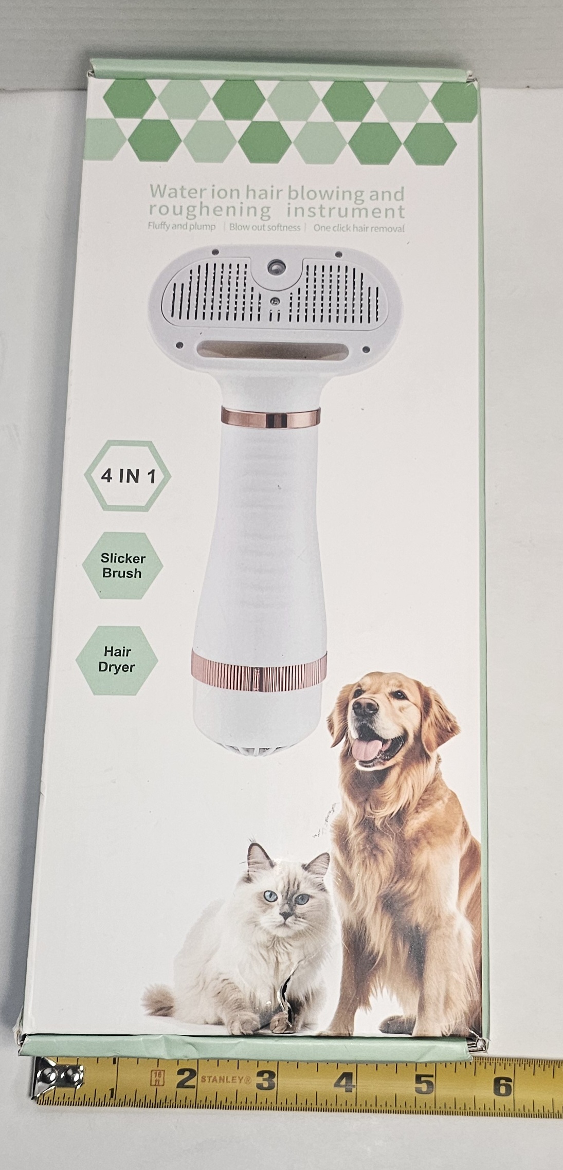 Pet Spray Dryer Brush Deshedding Comb for Cats and Dogs (green) Deshedding Tool, Cats & Dogs, Spray Function, Grooming Brush, Multi-Pet Use
