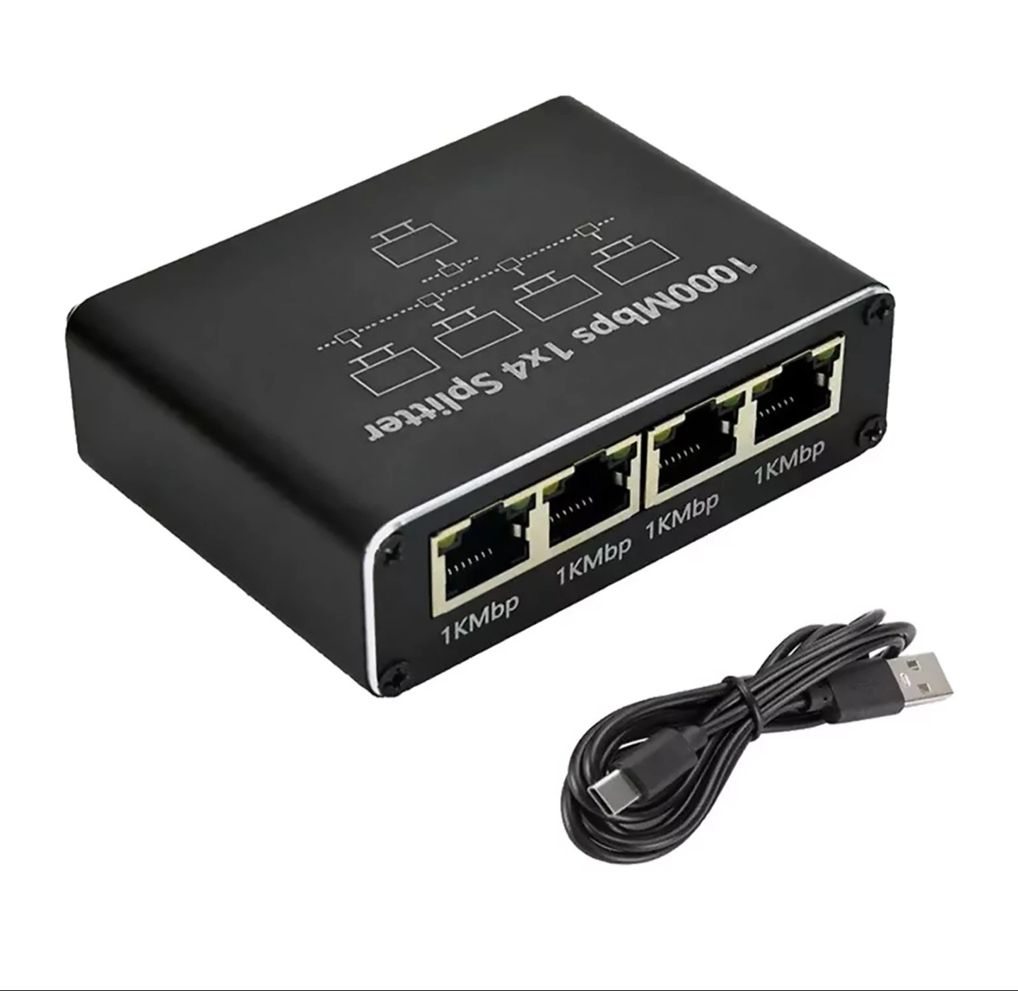 Gigabit Network Splitter RJ45 1 to 2 / 1 to 4 Port LAN Adapter for PC TV Camera