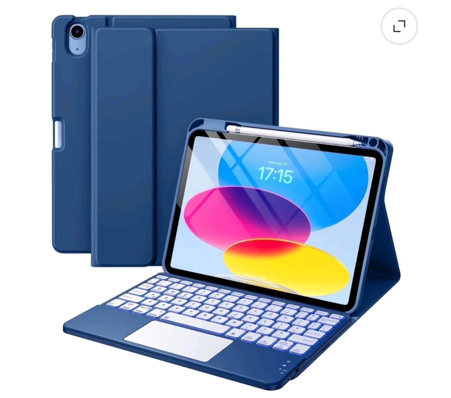 GEAK Compatible with Apple iPad A16 11th 10th Generation Case with Keyboard 7 Color Backlight Detachable Keyboard Case Cover with Touchpad for iPad 11th Gen 11 inch 2025 & 10th Gen 10.9 inch