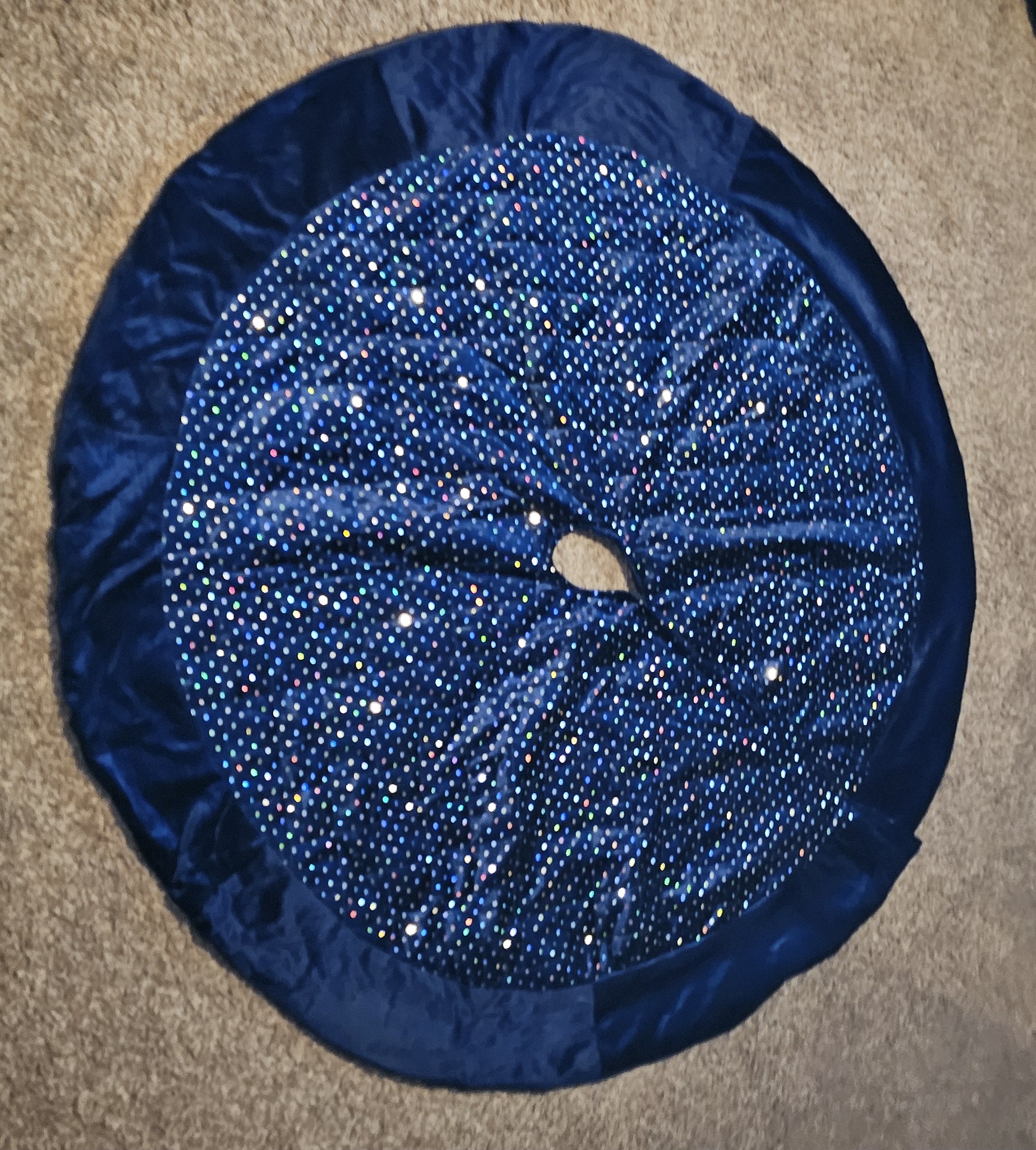 Glittery Navy and Silver Christmas Tree Skirt
