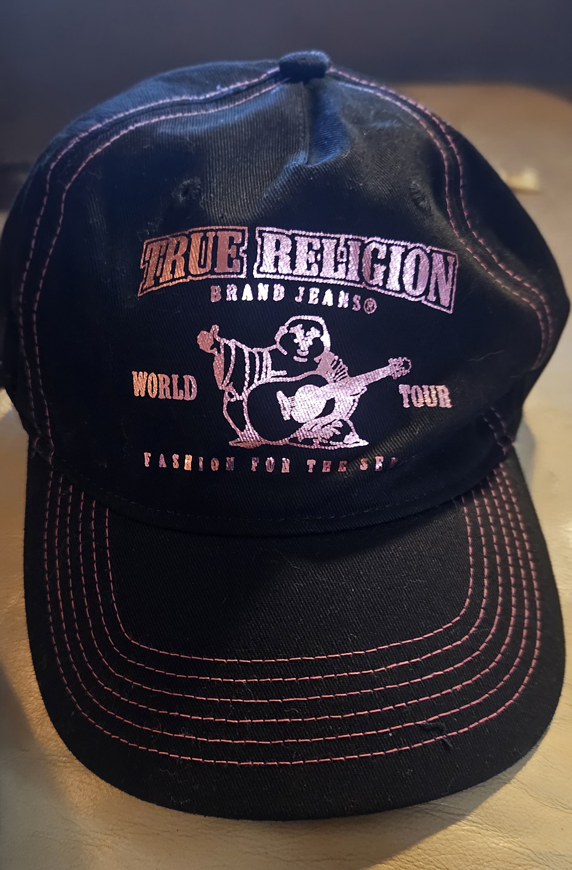 Vintage True Religion Cap Black and Red with adjustable strap Y2K