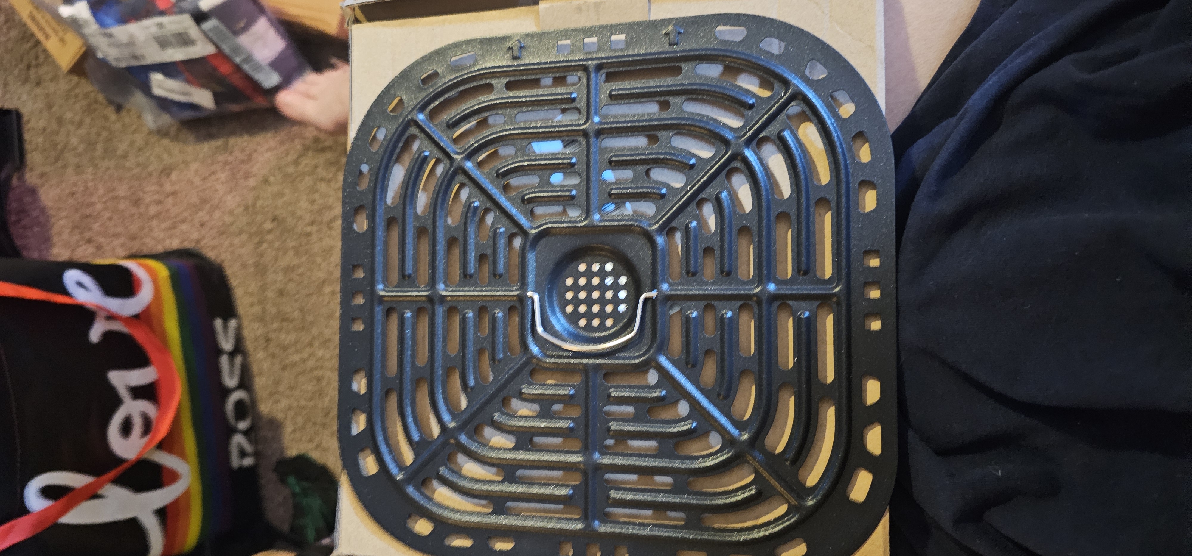 Air Fryer Grill Pan, Non Stick Coating and Removable Handle, Black