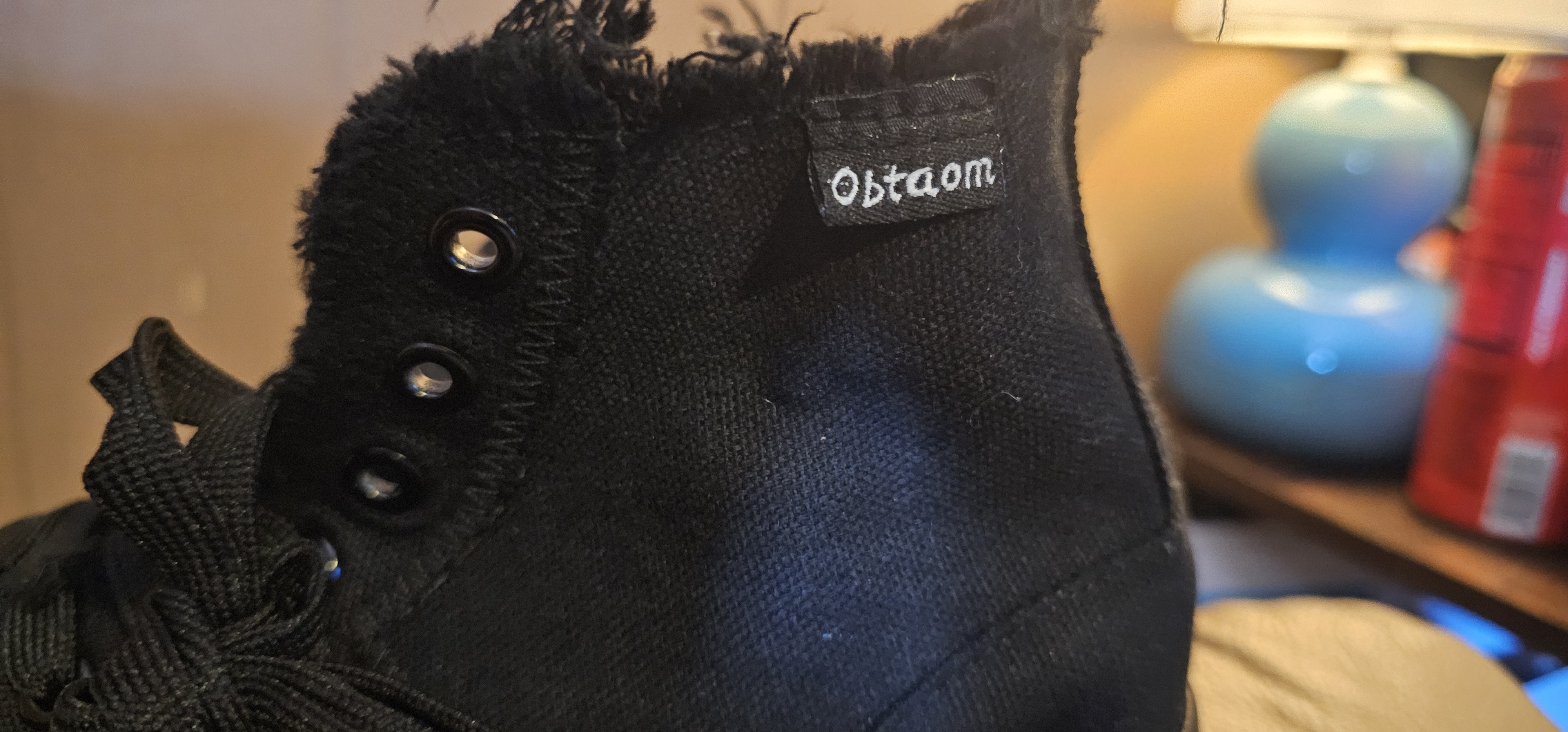 Size 5 Obtaom Unisex High Top Canvas Sneaker Lace Up Frayed Ankle Black New