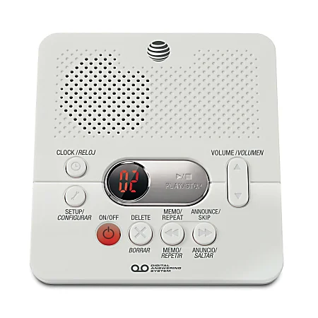AT&T (1740WH) Digital Answering System with Time and Day Stamp - White Brand New