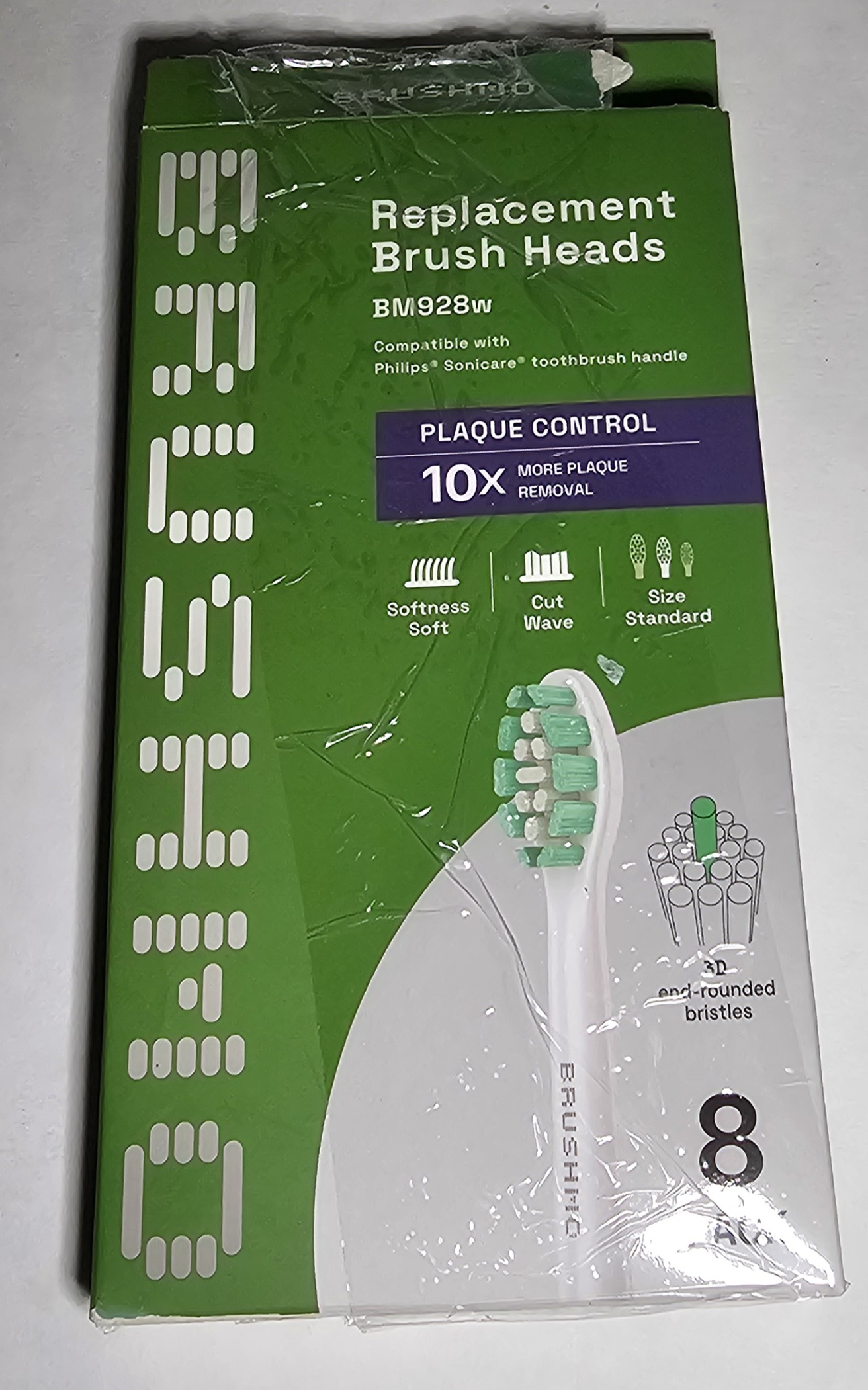 Brushmo Plaque Control Replacement Toothbrush Heads For Sonicare 8 Pack BM928W NEW
