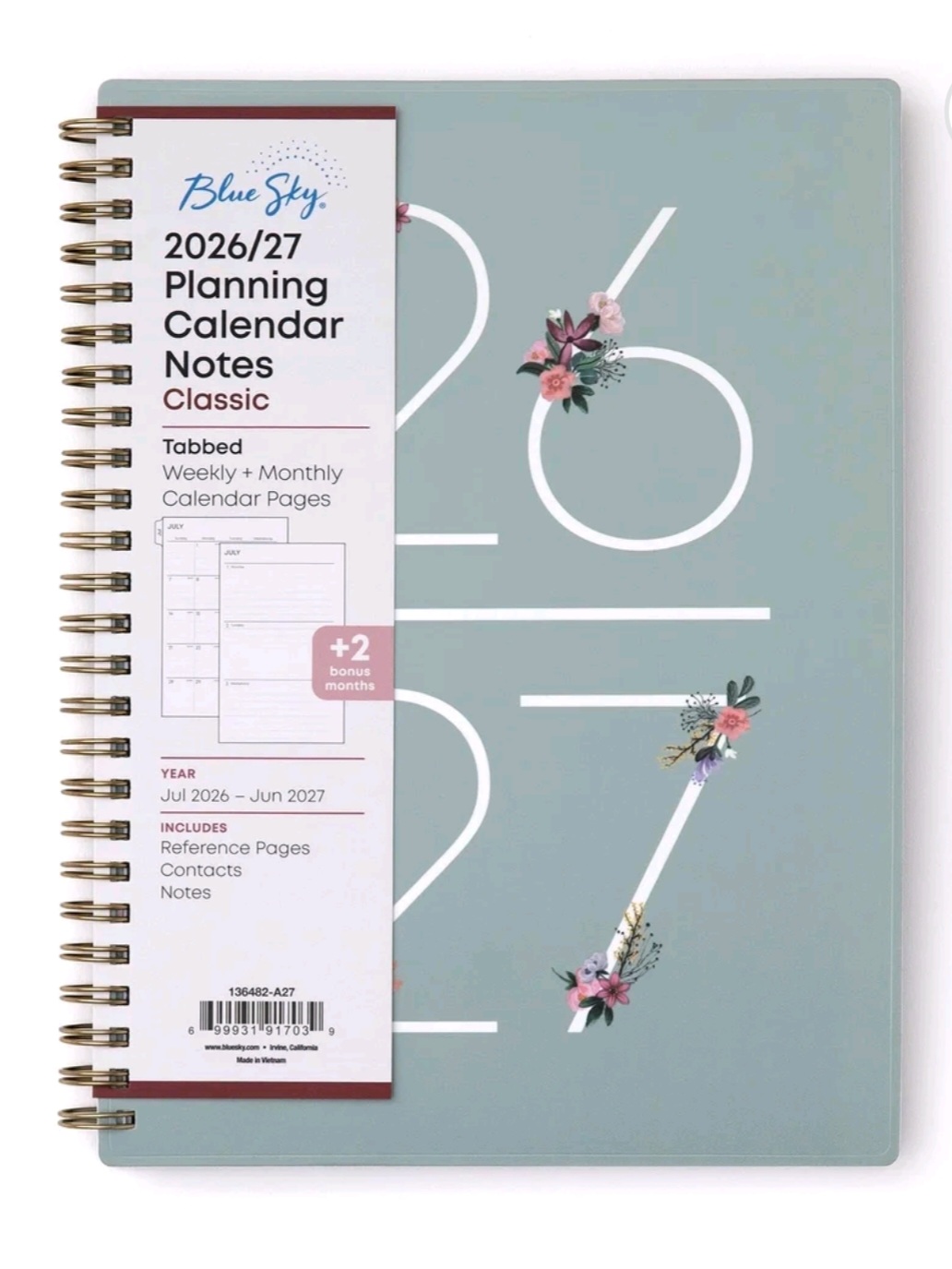Blue Sky 2026-2027 Weekly and Monthly Academic 8.5" x 11", Greta- 2026/2027
