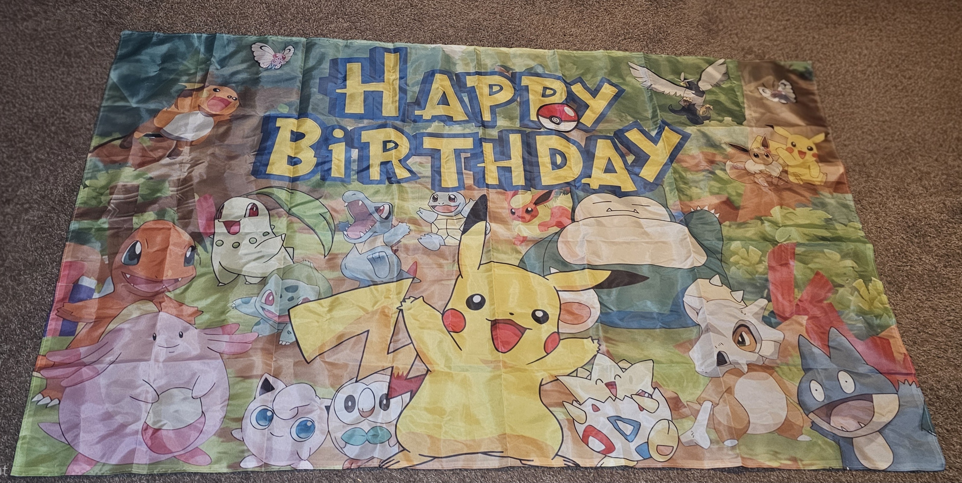 43"X70" Pokemon & characters Canvas Happy Birthday Banner