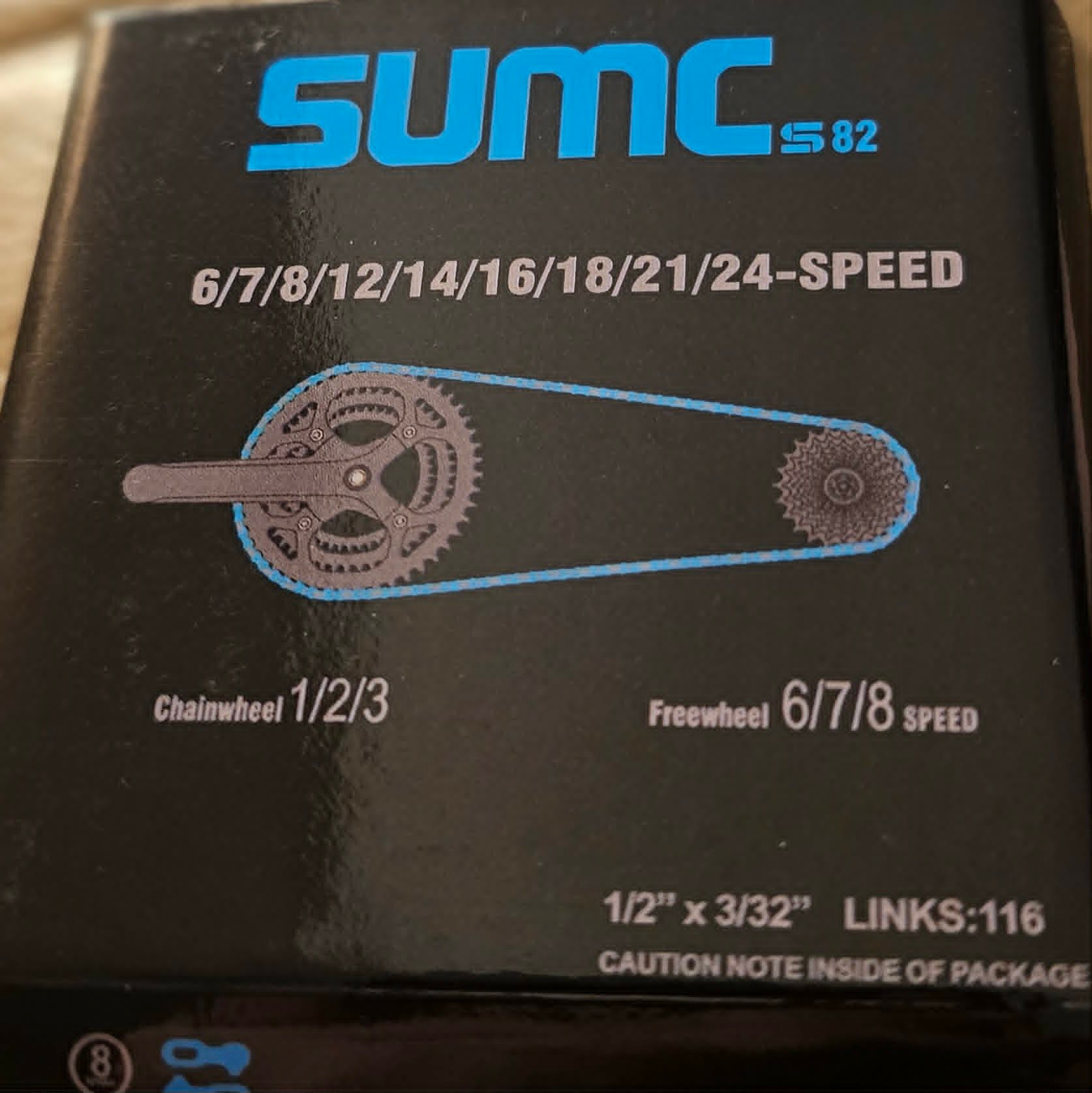 SUMC S82 Steel Bicycle Chain Silver Universal 6/7/8/12/14/16/18/24 116 links