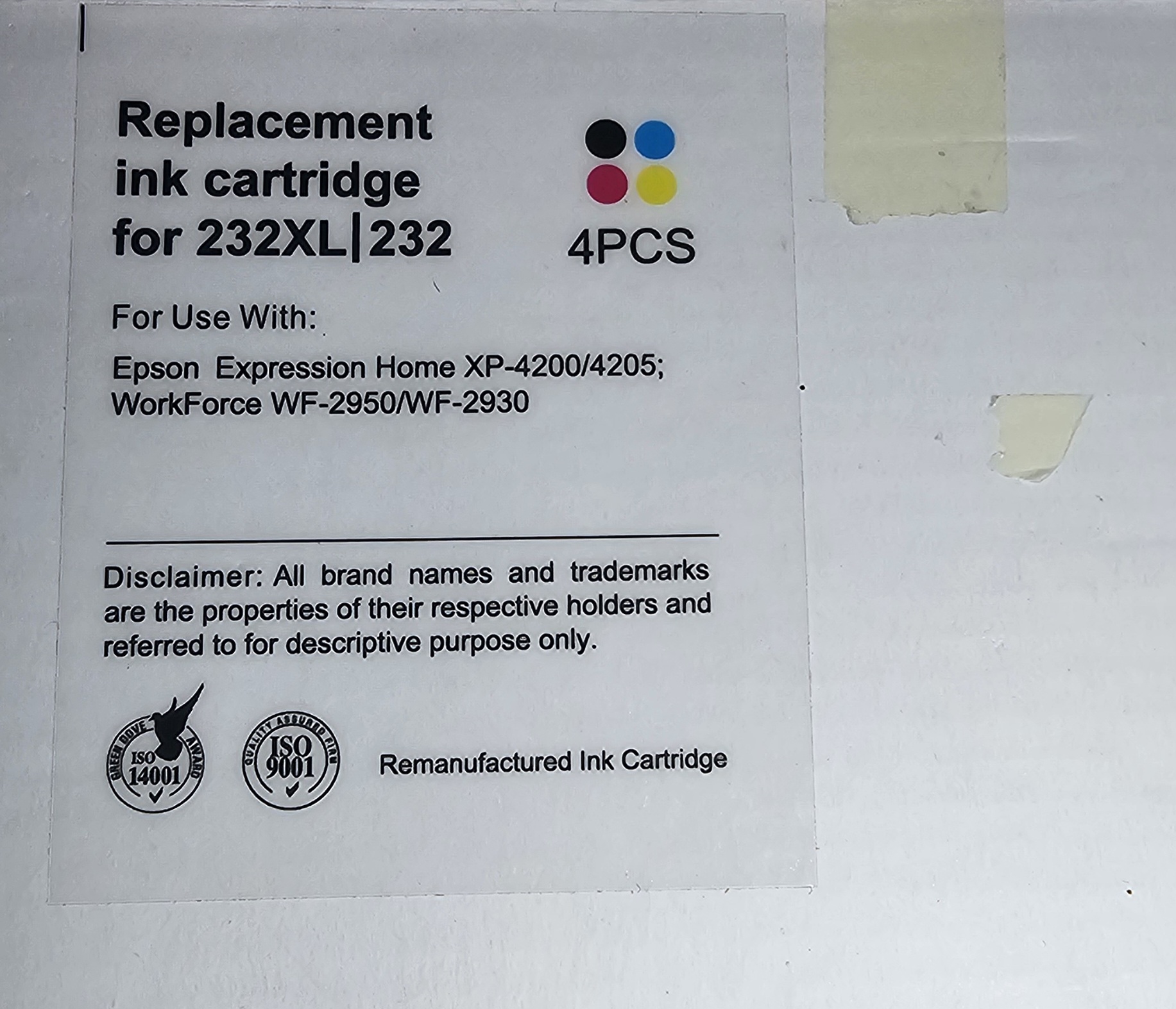 232XL Ink Cartridges Replacement for Epson WF-2930 XP-4200 WF-2950 (4-Pack)