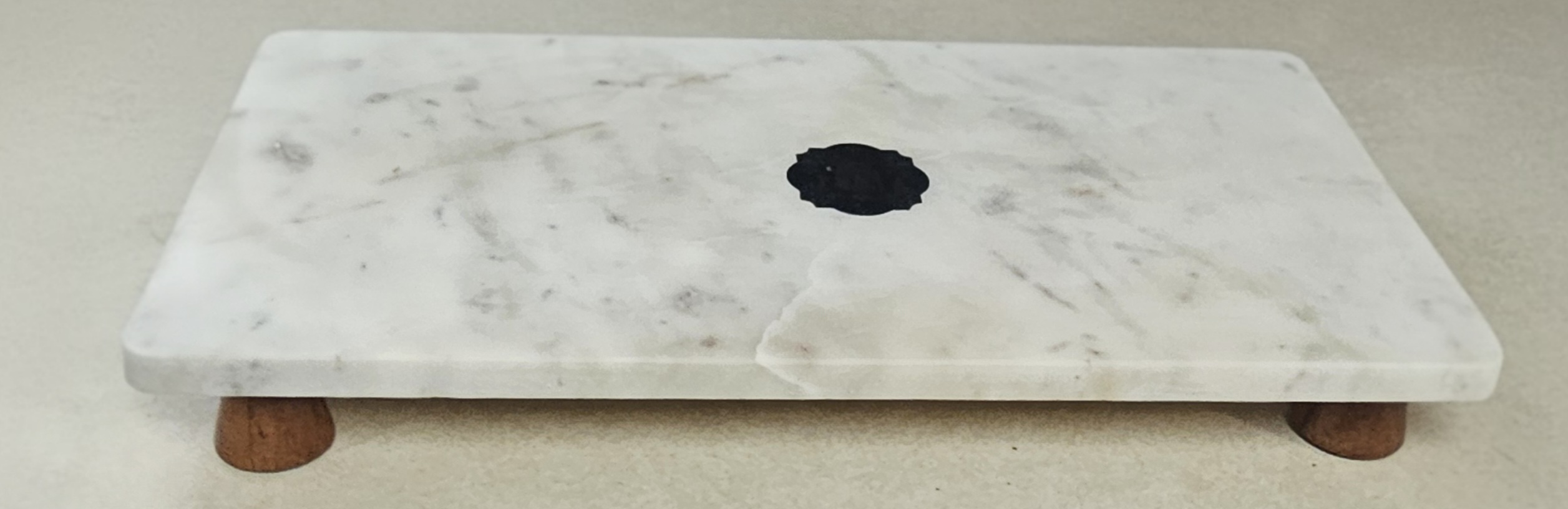 Zodax Amalfi Footed Cheese and Charcuterie Platter, Calcutta Marble with Wooden Feet
