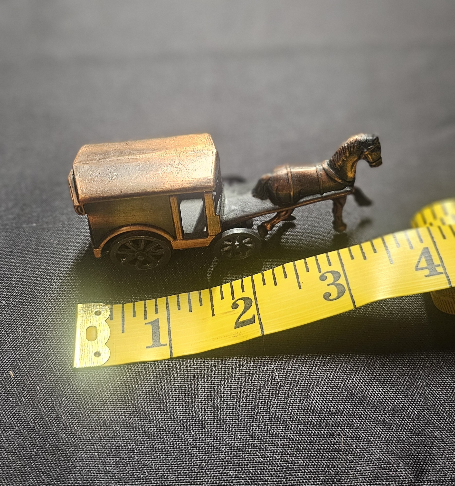 Vintage Miniature Horse and Buggy Pencil Sharpener - Die Cast - Wheels Roll!