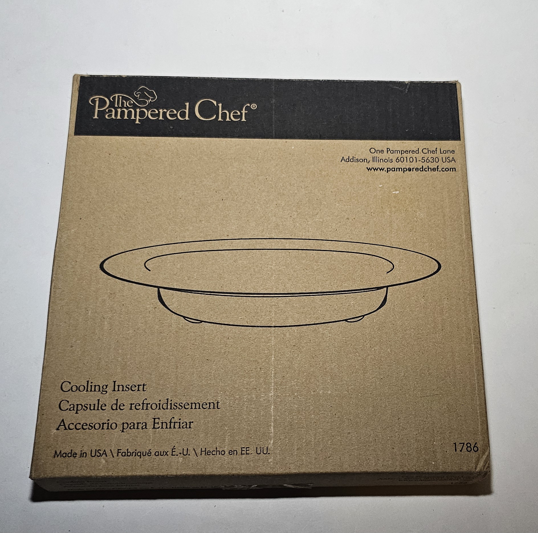The Pampered Chef Cooling Insert #1786 Green New in Box Made in the USA