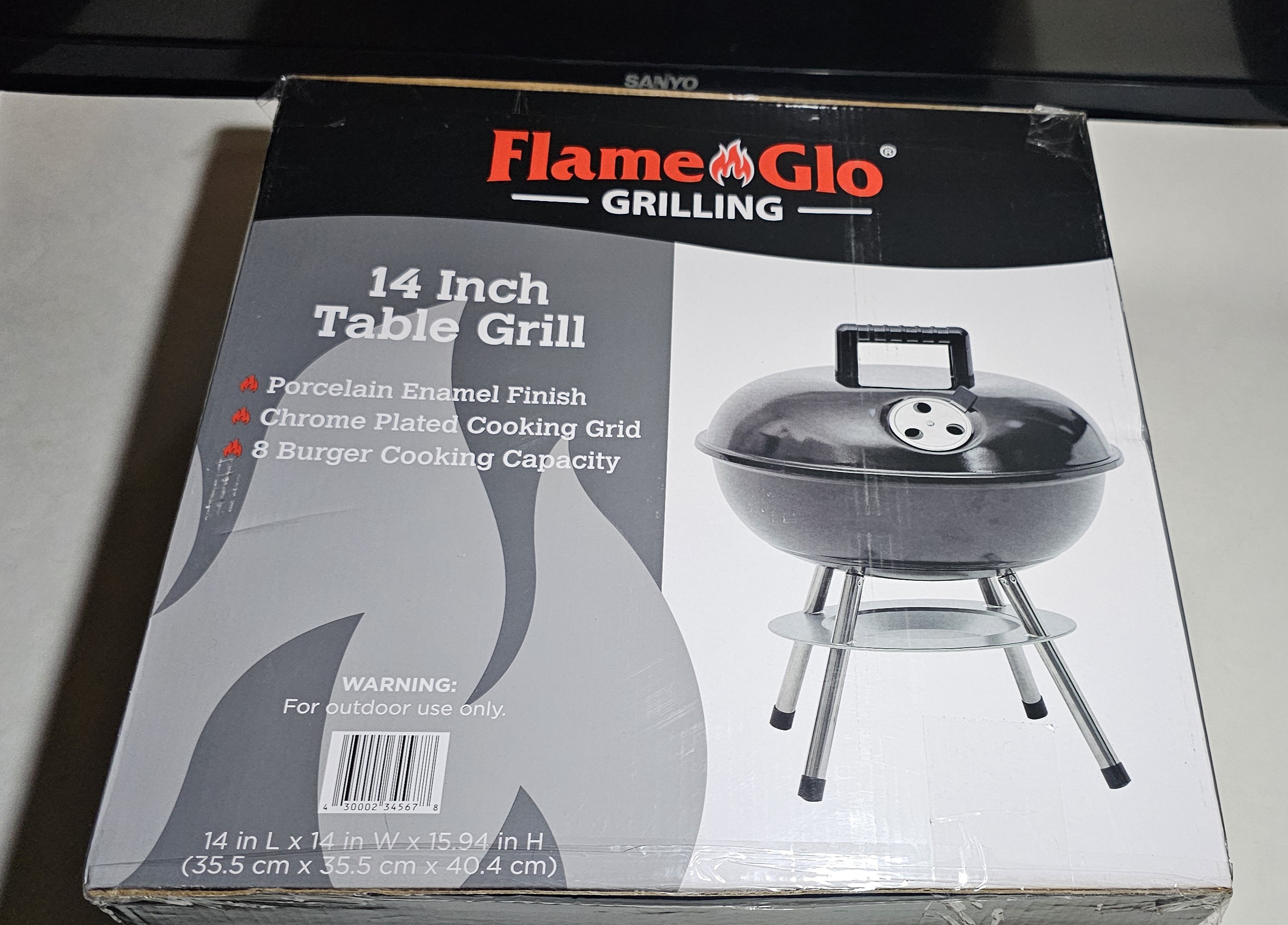Flame Glo 14" Round Portable Charcoal Grill – Compact BBQ Camping Table Grill