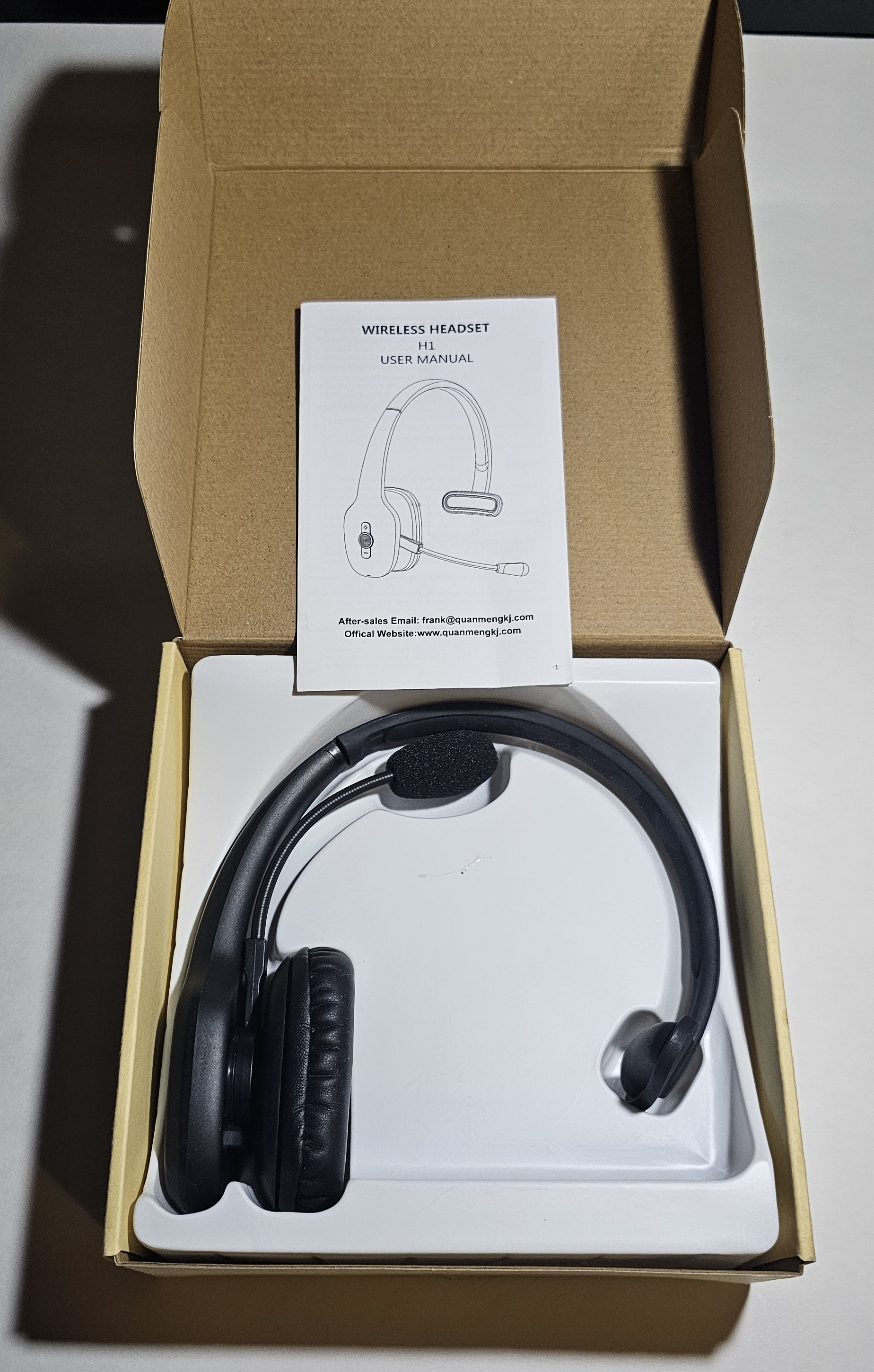 H1 Bluetooth Headset, Trucker Wireless Headset with Noise Cancelling Microphone & Mute Button, 50Hrs Playtime, Wireless On-Ear Headphones with Mic for Home/Cell Phone/Computer/Zoom/Teams/Driver(Black)