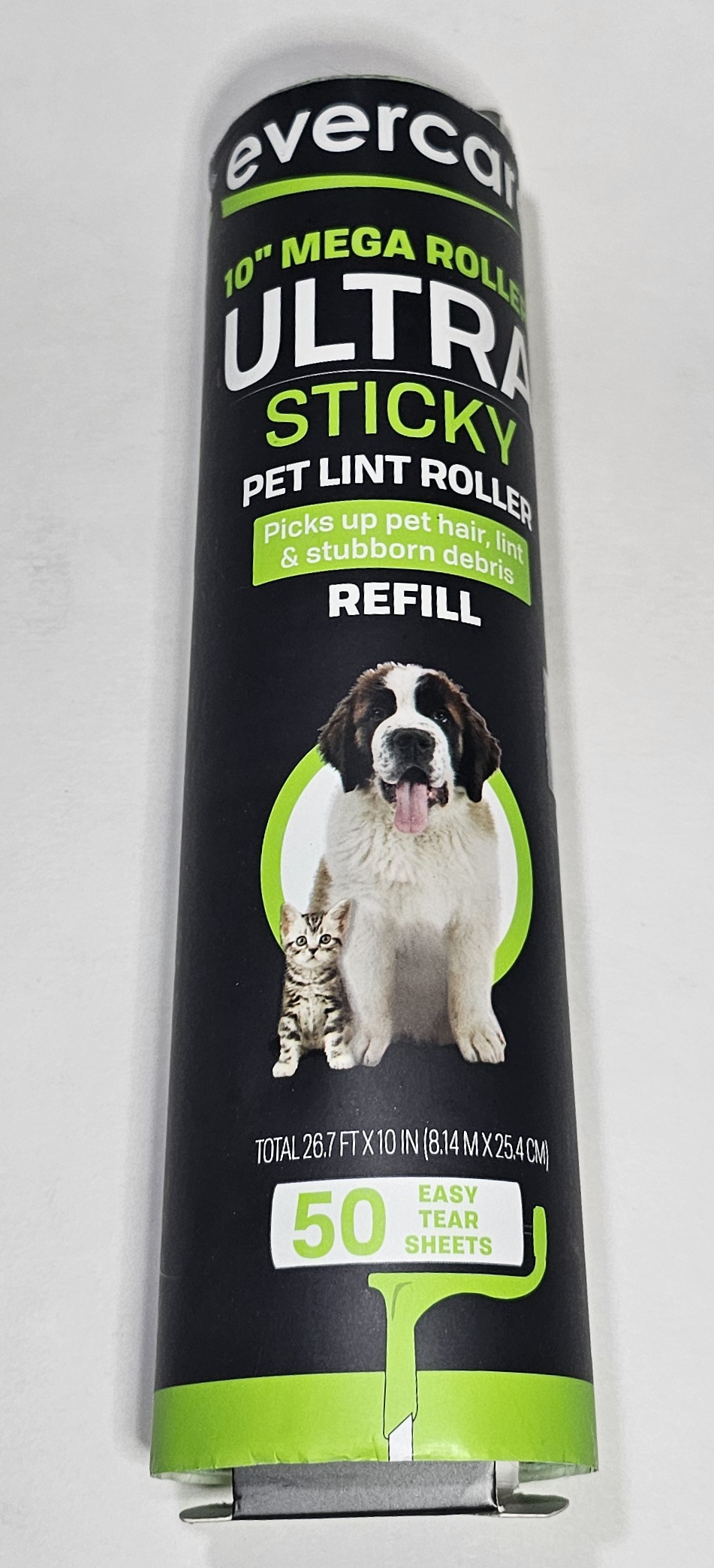 Evercare 10” Mega All-Purpose Pet Hair Lint Roller Refill, 50 Sheets – Sticky Ro