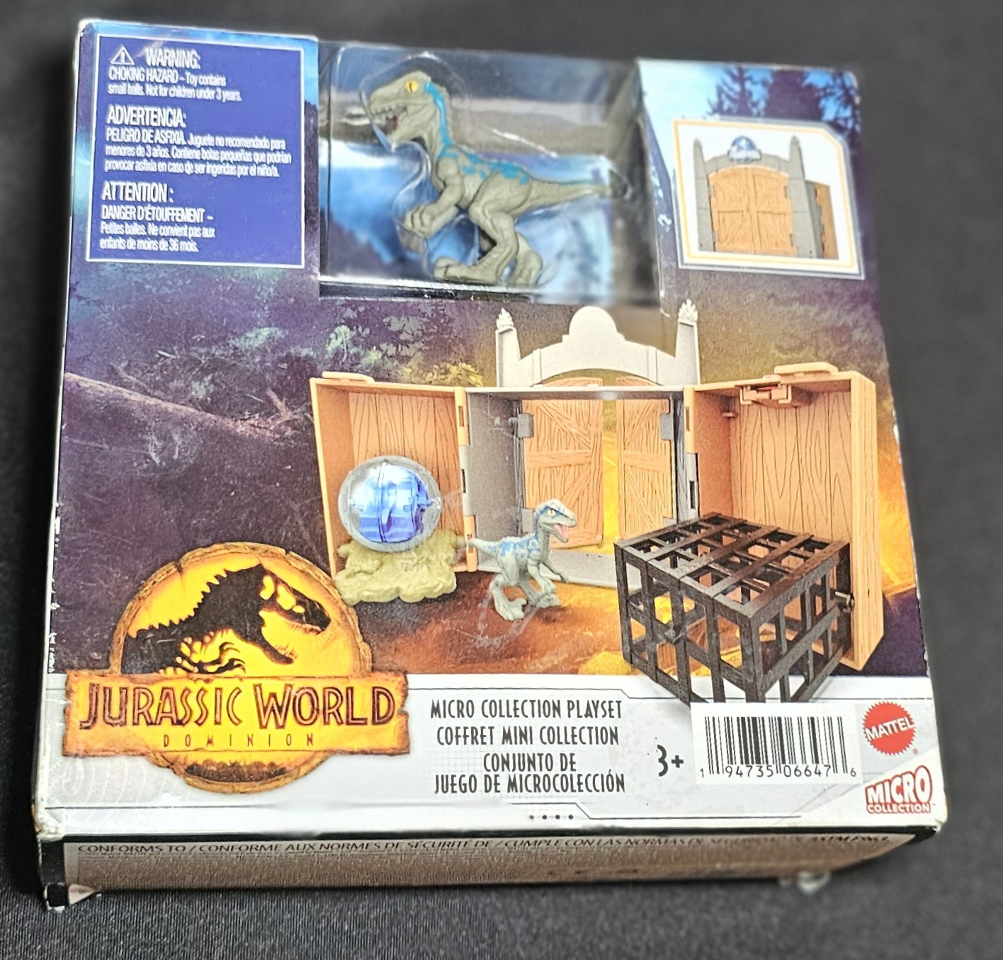 Mattel Jurassic World Dominion Mini Micro Collection Playset Blue Raptor Coffret