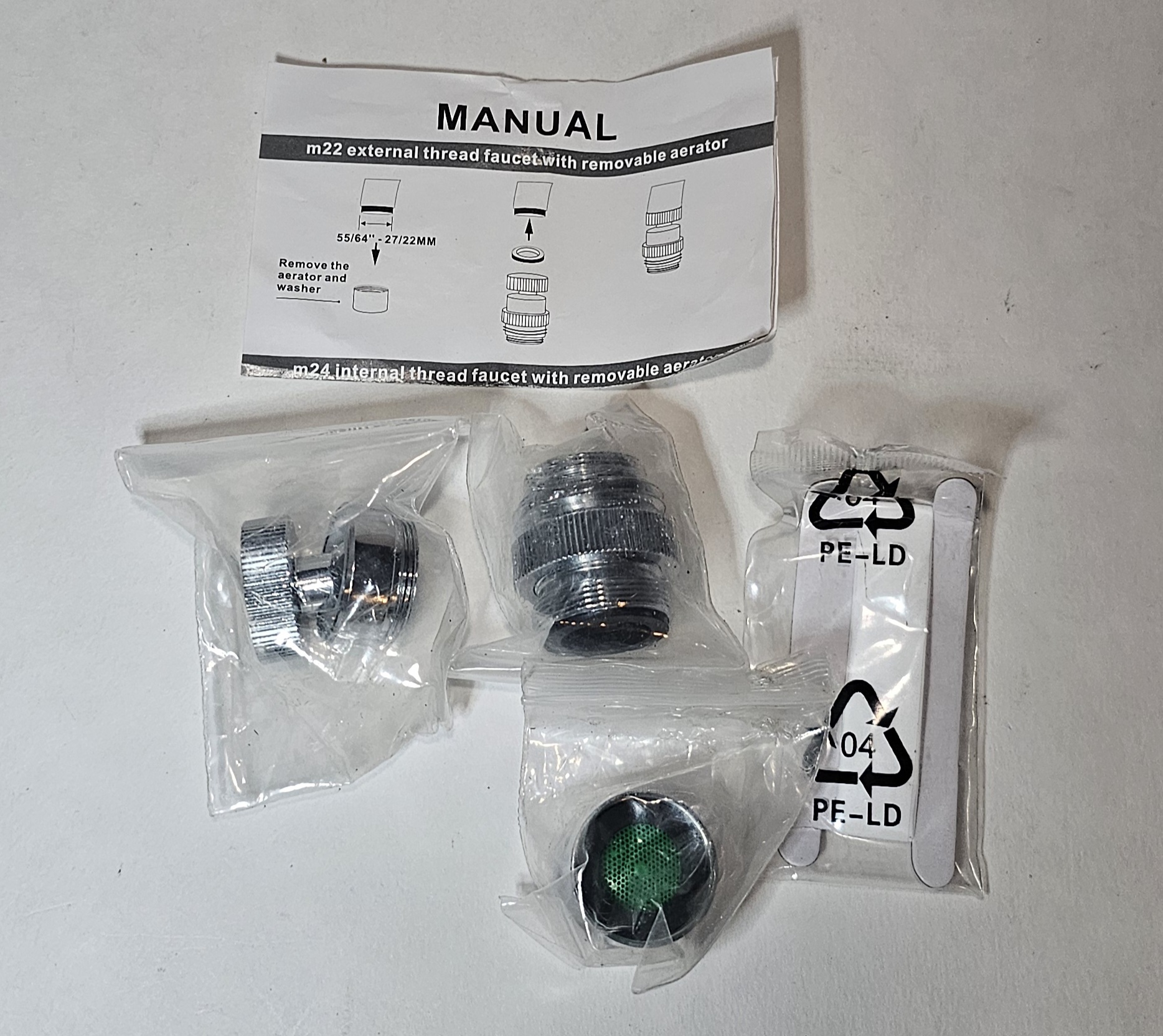 Hibbent Faucet Adapter Kit, Swivel Aerator To 3/4 Inch, Chrome