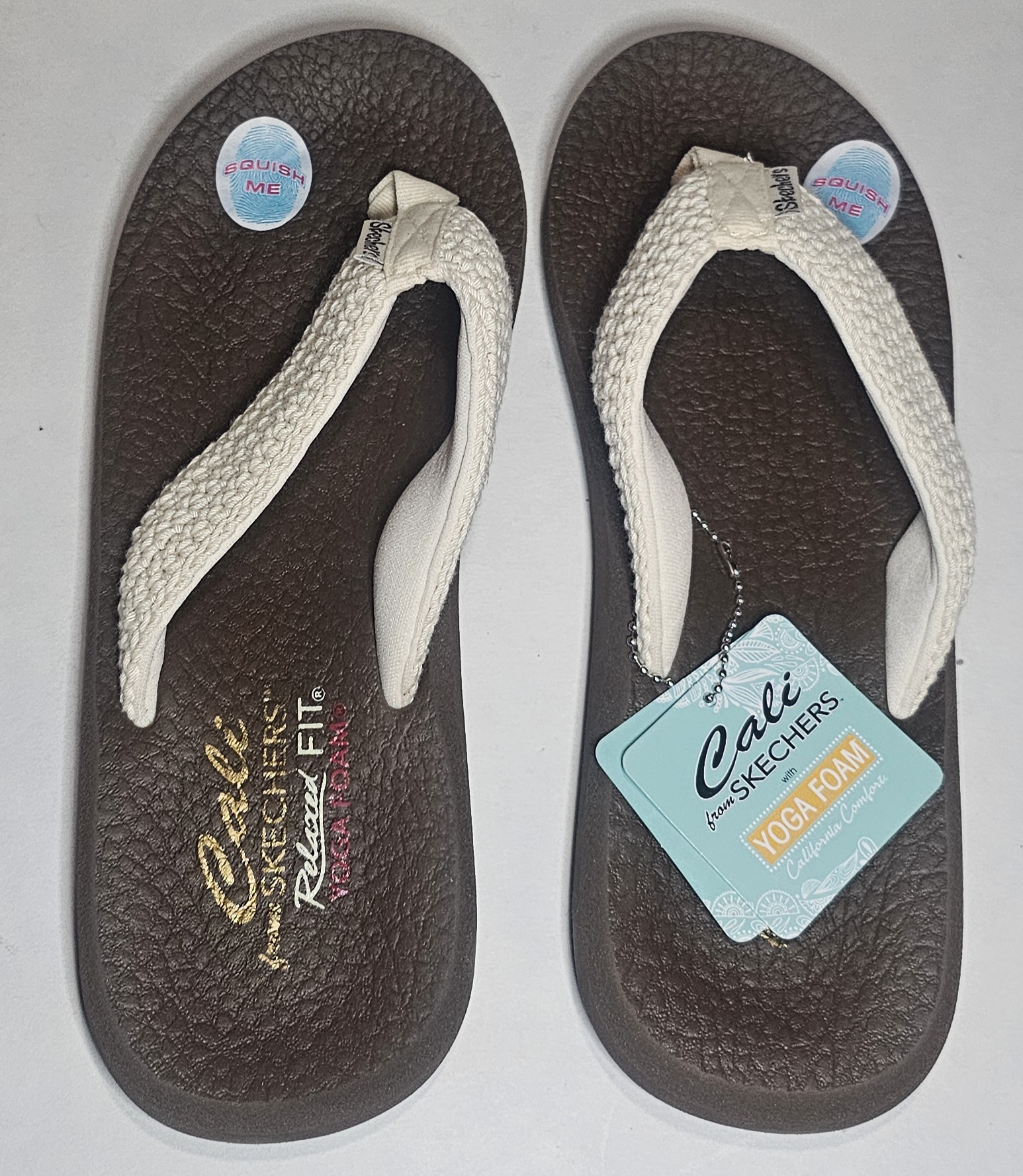 Size 8 Sketchers Women's Sandal Relaxed Fit Beige Flip Flop Cali