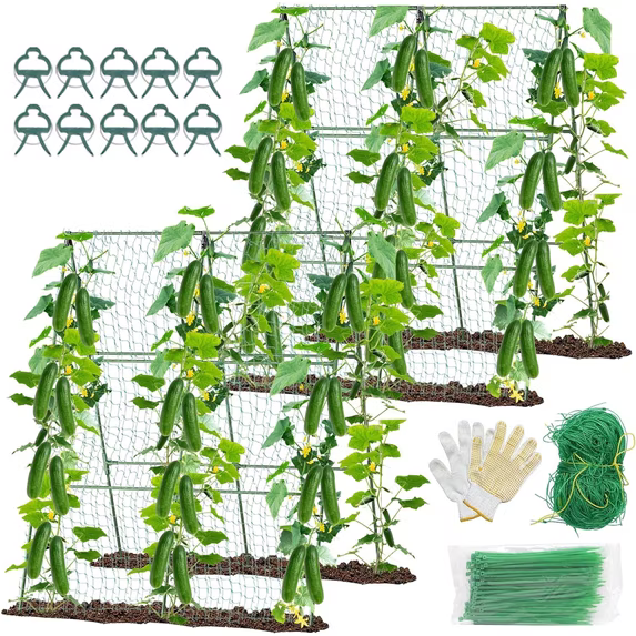 Garden Trellis For Climbing Plants Outdoor, 2PCS A-Frame Cucumber Trellis For Ra
