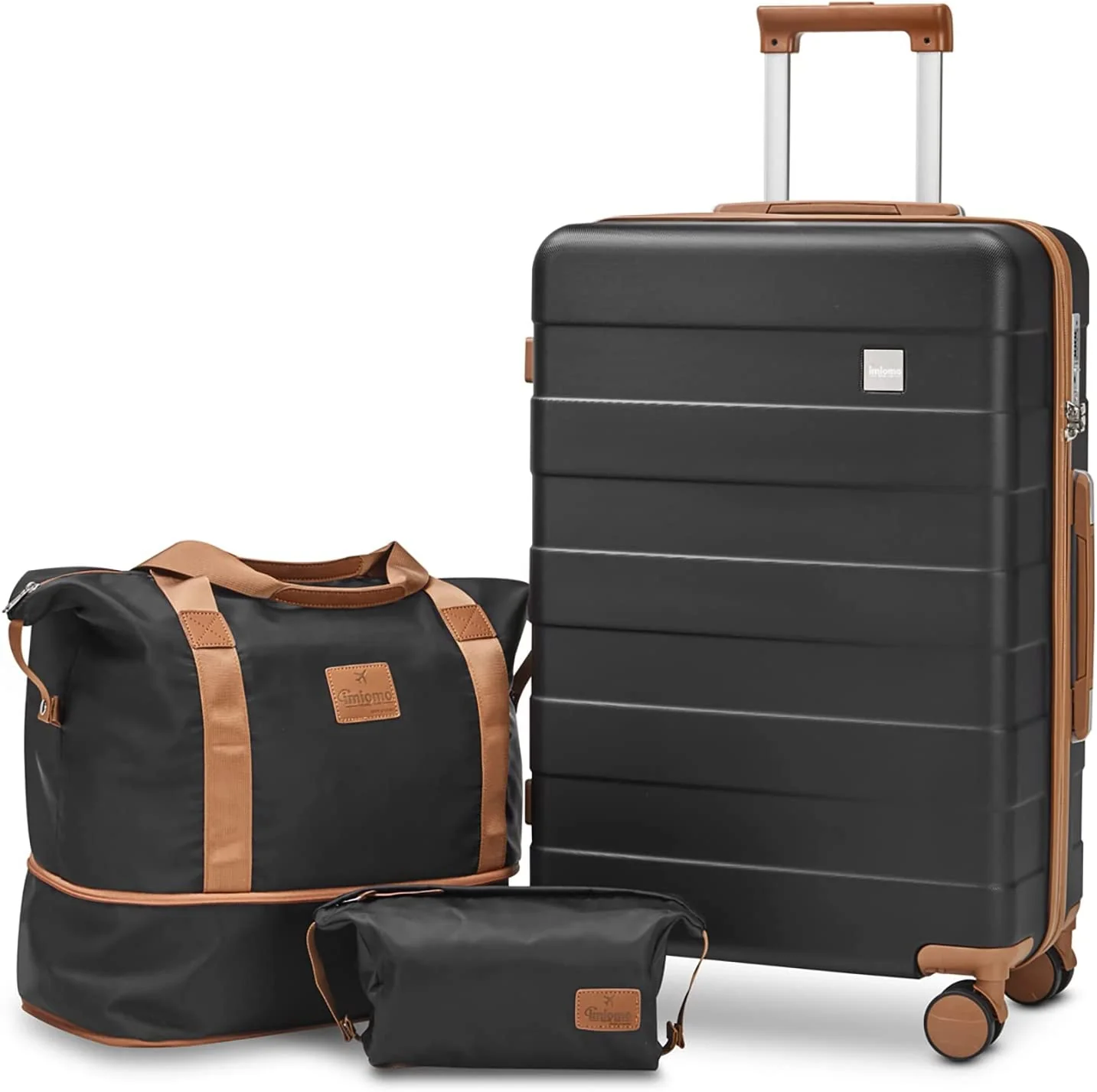 Carry-On 20-Inch Joyway Unisex Suitcases Black/Brown ABS Plastic 3-Piece