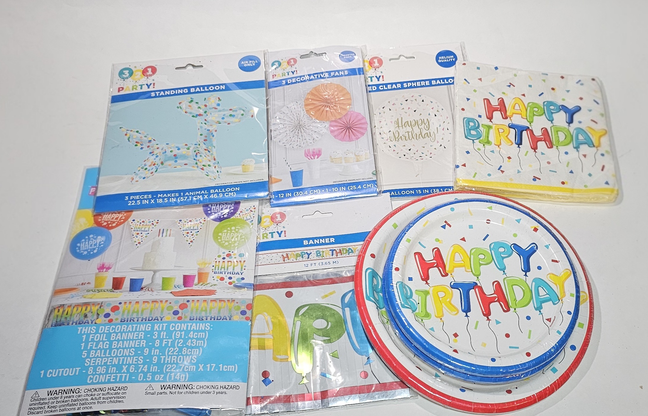 321 Party! Unisex Kids Multicolor Paper, Plastic 14 Piece Happy Birthday Decor