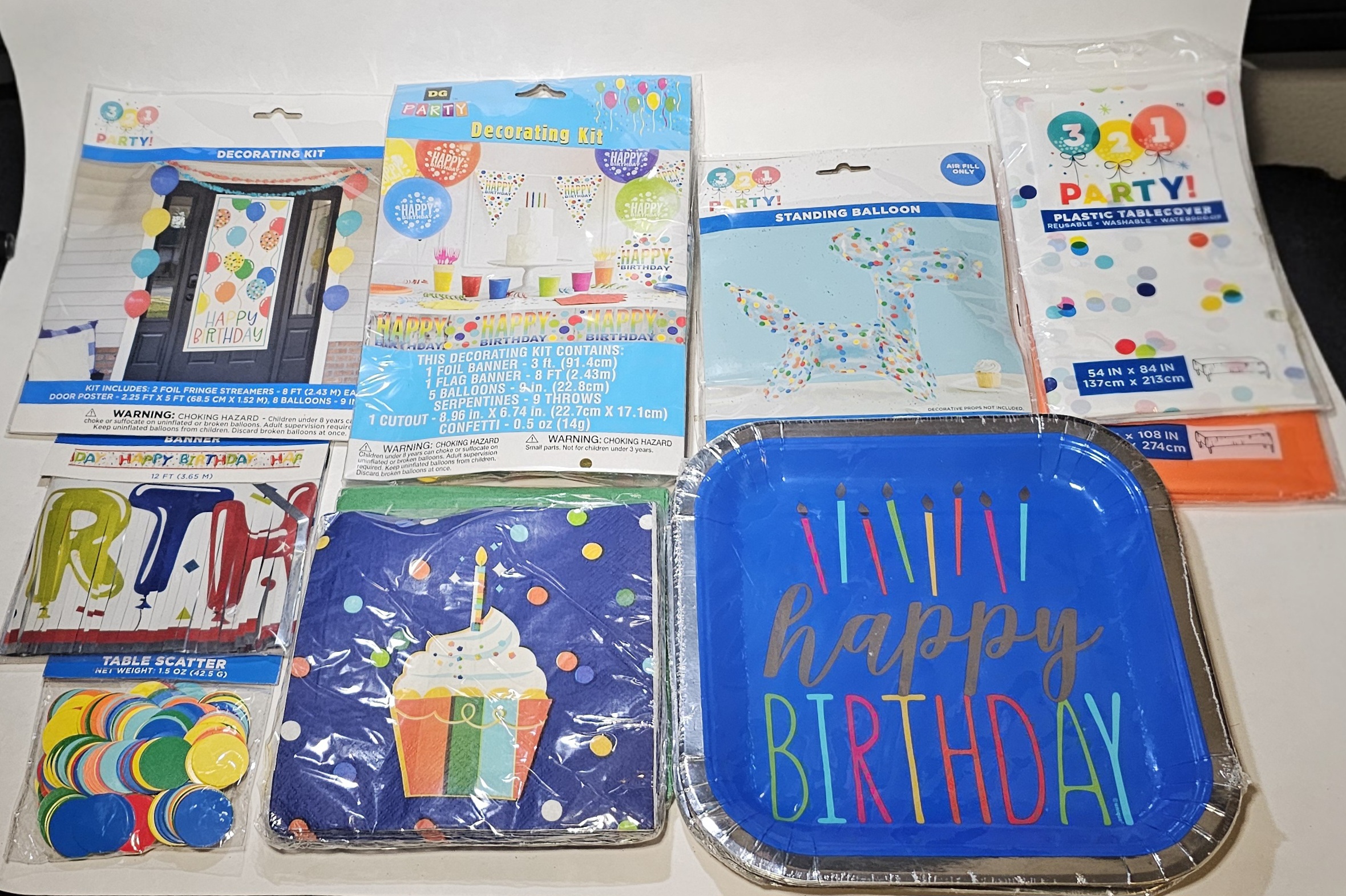 Birthday Party Supply Kit Kids Multicolor 3 2 1 Bundle