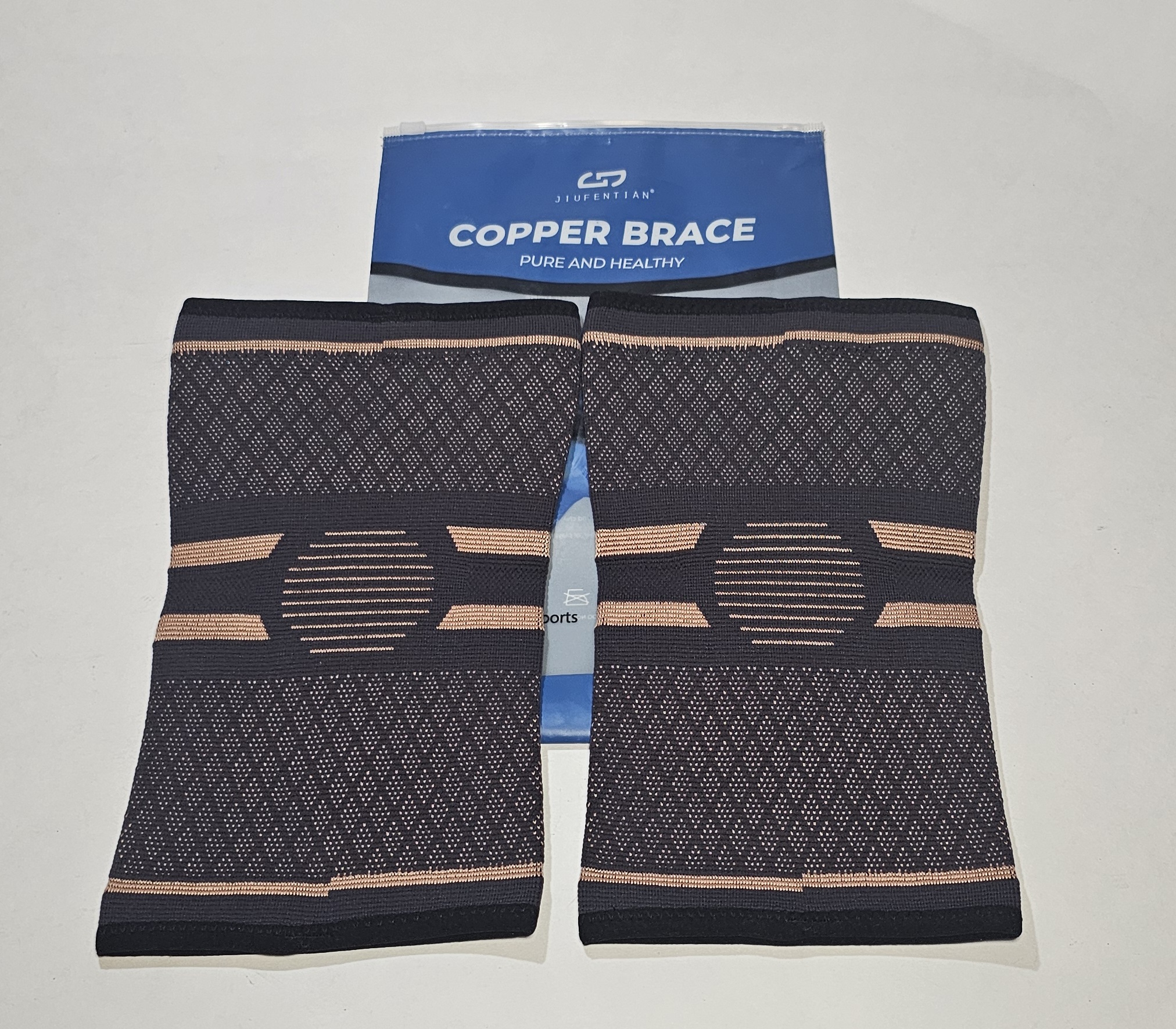 Jiufentian Copper Knee Brace Support For Knee Pain Men/Women 2-Pack - L