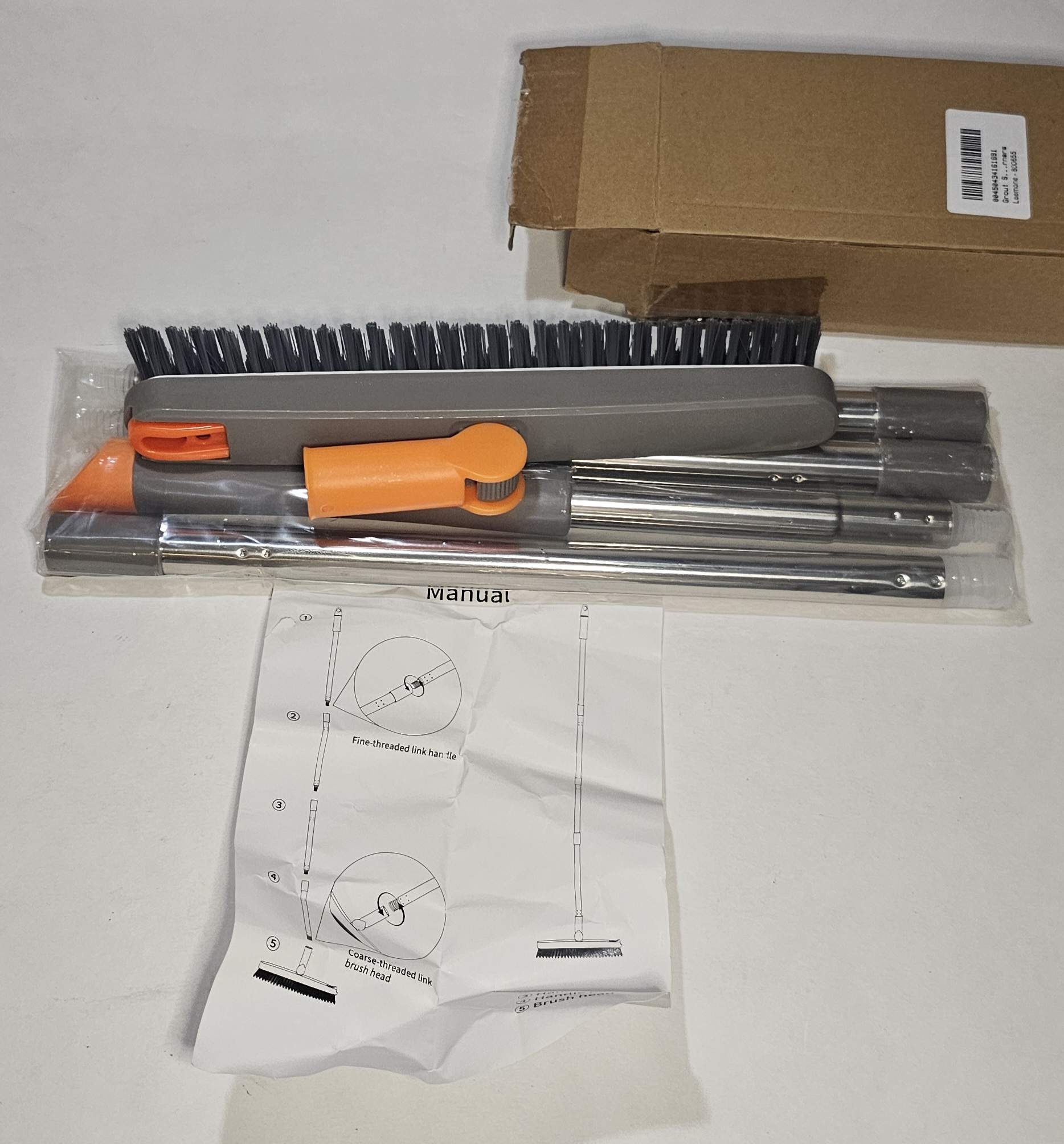 AIR U+ Grout Brush With Long Handle 180° Swivel Scrub Brush With Tweezers To Hai