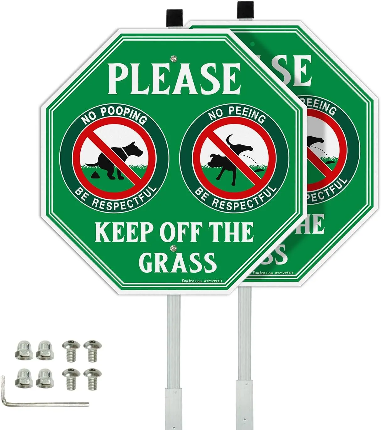Faittoo No Peeing No Pooping Dog Sign With 36 Stake For Yard 2-Pack 12 X12 Aluminum Keep Off The Grass Sign