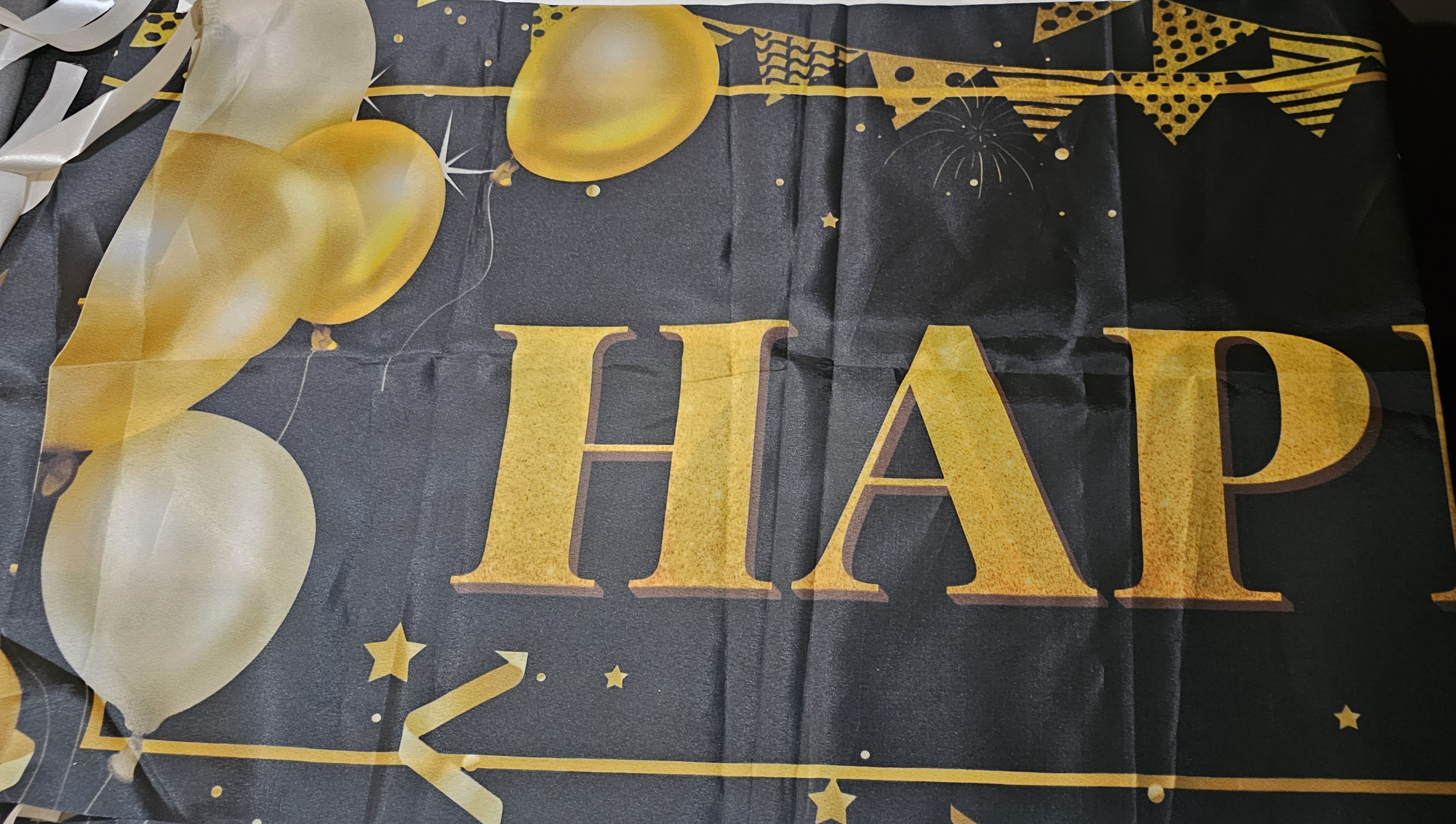 10ft Black Gold Happy 16th Birthday Backdrop Banner Glitter Black Gold Theme