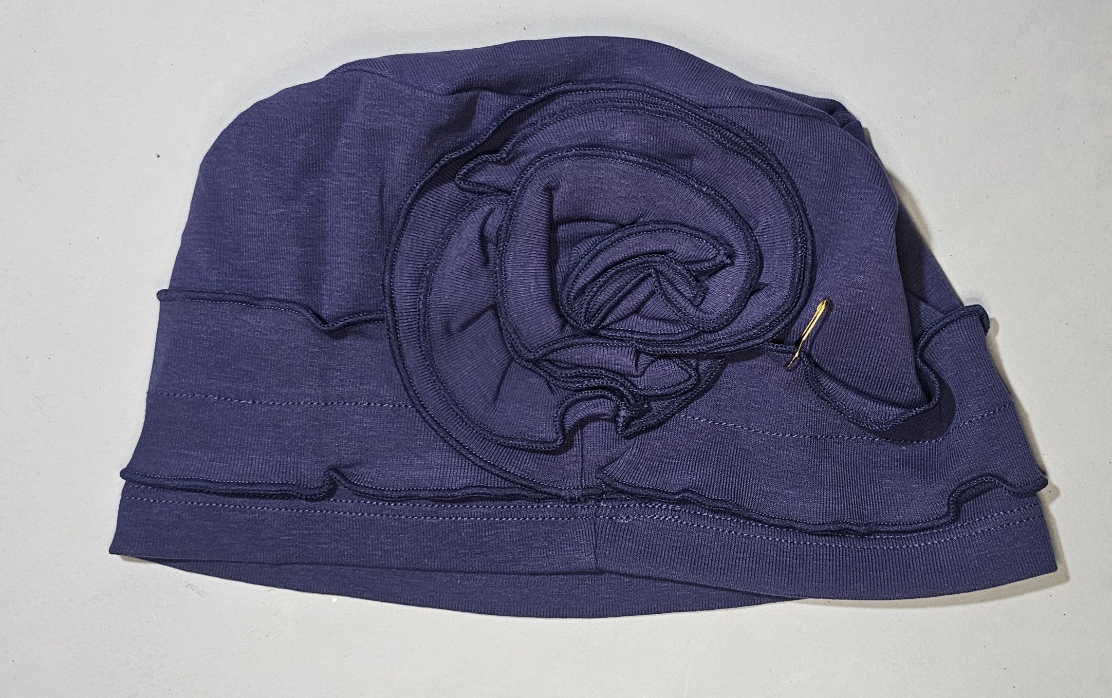 New Elegant Women Solid Color Flower Cuffed Turban Hat Soft Chemo
