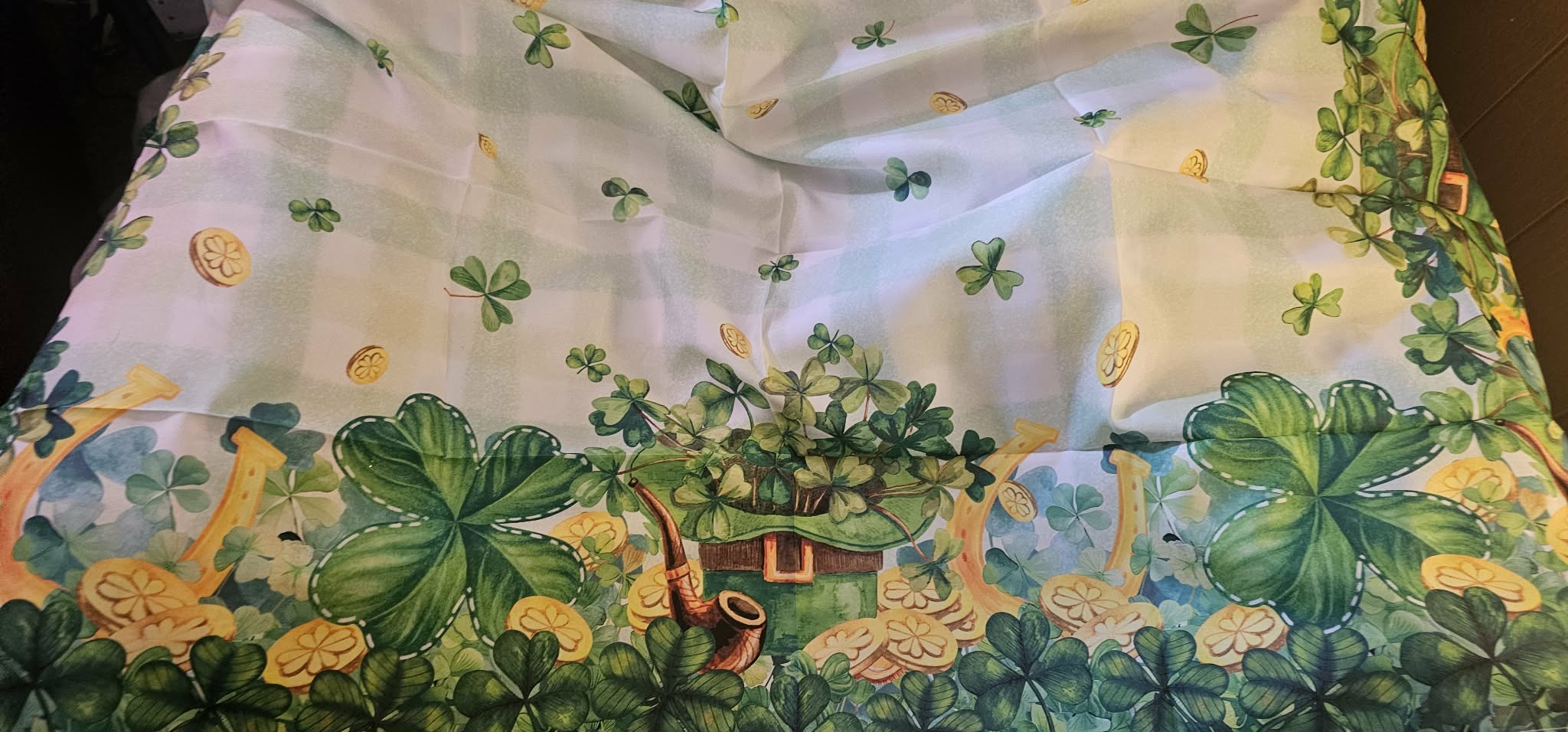 St. Patricks Tablecloth 60 X 60 Green, White, Orange, Yellow, White