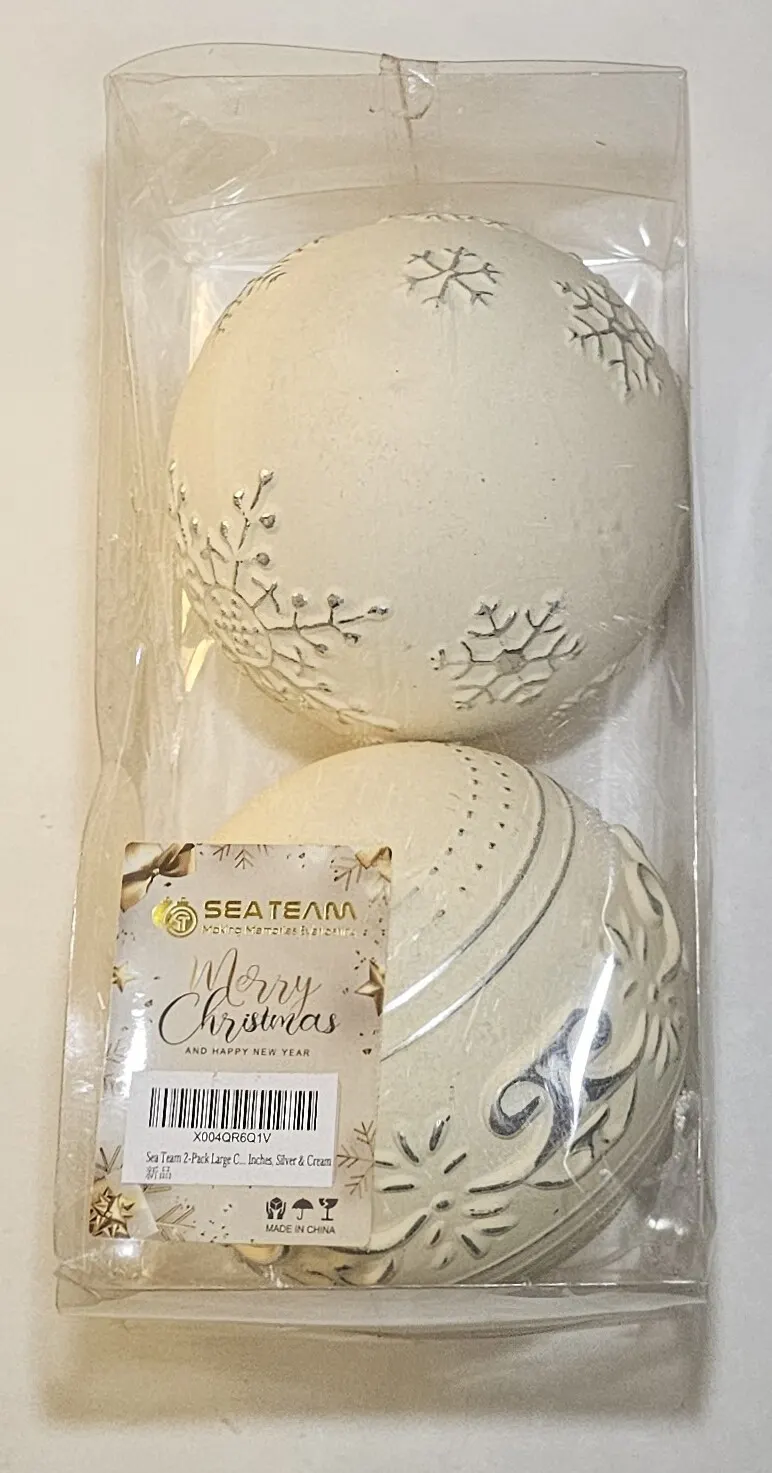 Sea Team 2-Pack Large Distressed Vintage Christmas Ball Ornaments
