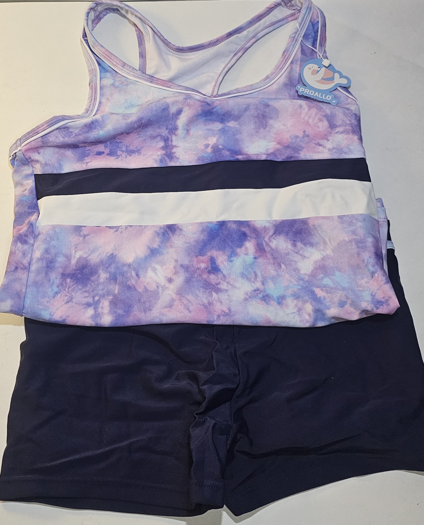 Size 5XL Proallo Girls Bathing Suits Two-Piece Swimsuit With Boyshorts Vest-Style Tankini Dream Purple