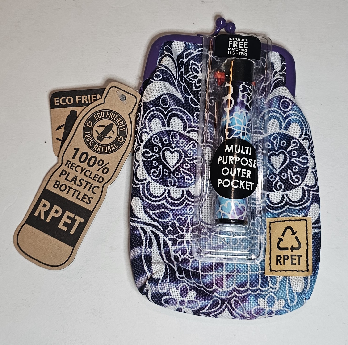Cigarette Pouch Made Recycled Plastic Bottles Skull With Matching Lighter
