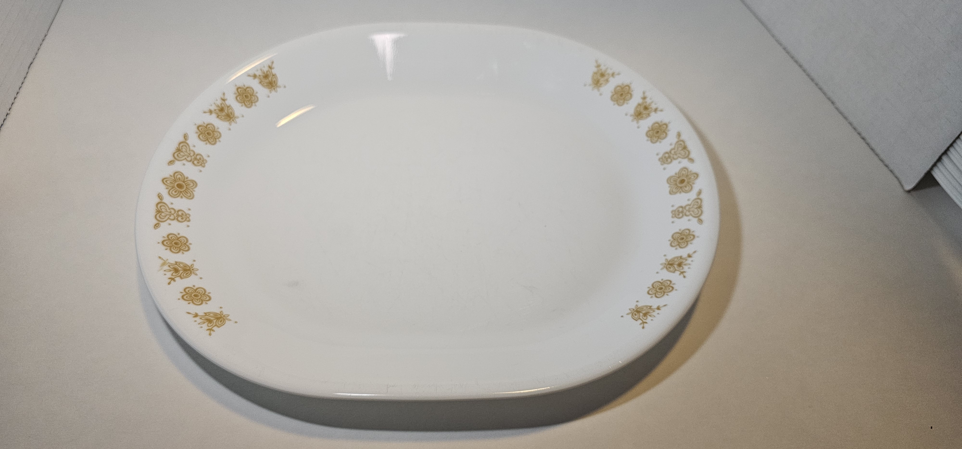 Corelle BUTTERFLY GOLD 12" Serving Platter White Background