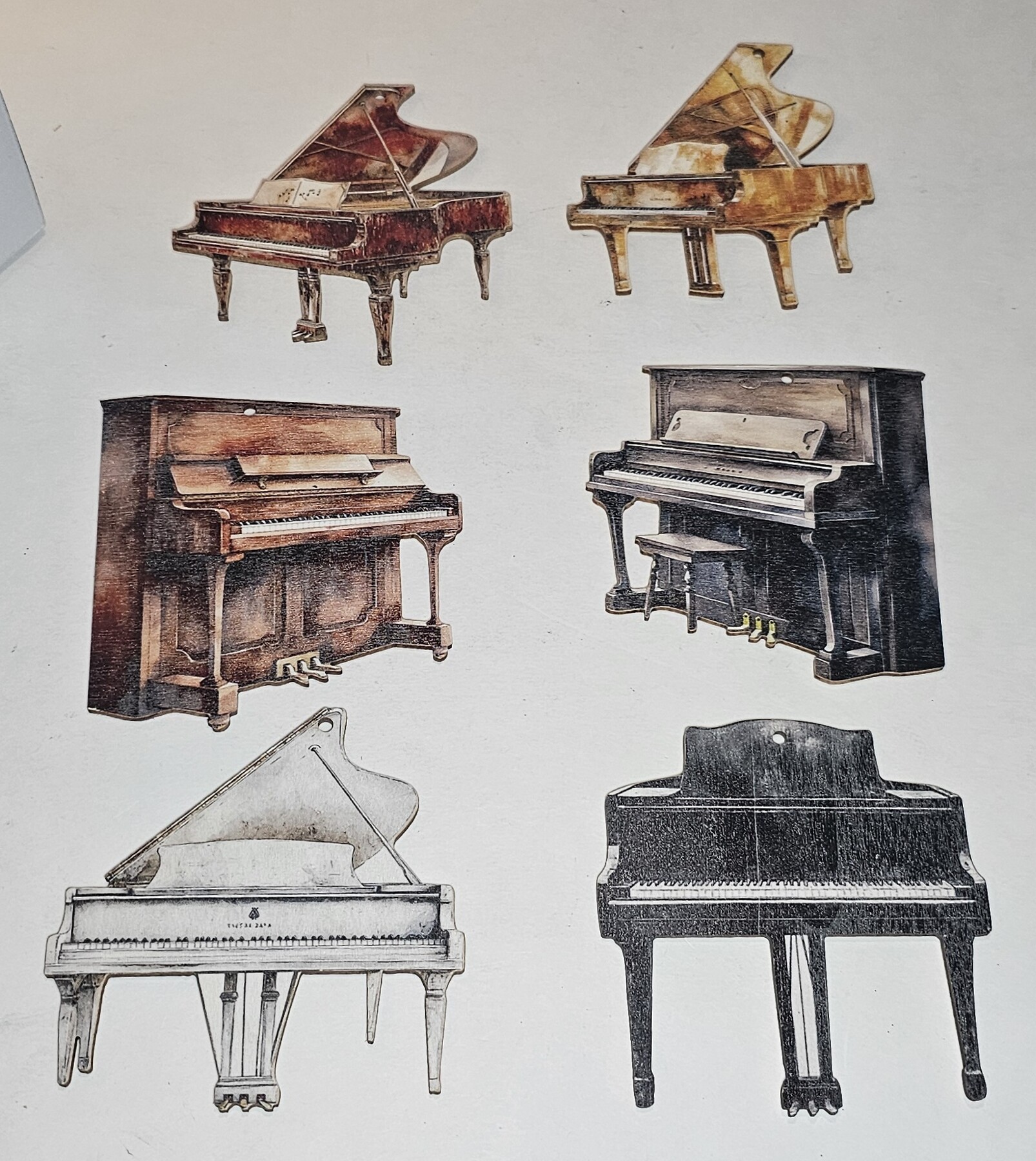 36 Pieces Christmas Ornaments Grand Piano Black Decoration Musical Music Instrument Ornament Brown Upright Piano Hanging Decorations For Christmas Tree (Watercolor Style)