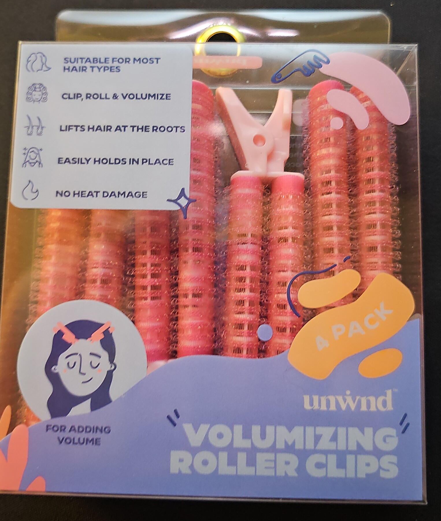 Hair Roller Clips Volumizing 4 Pack No Heat Damage For Adding Volume