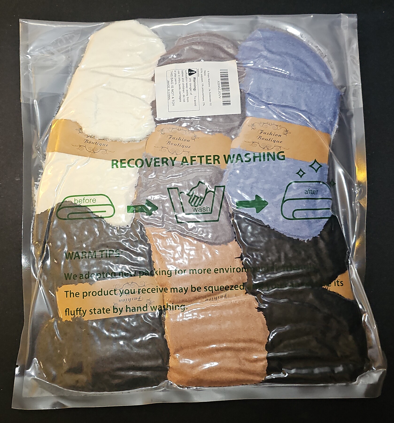 6 Pairs Non-Skid Cozy Fuzzy Super Soft Winter Plain Solid Slipper Socks 9-11