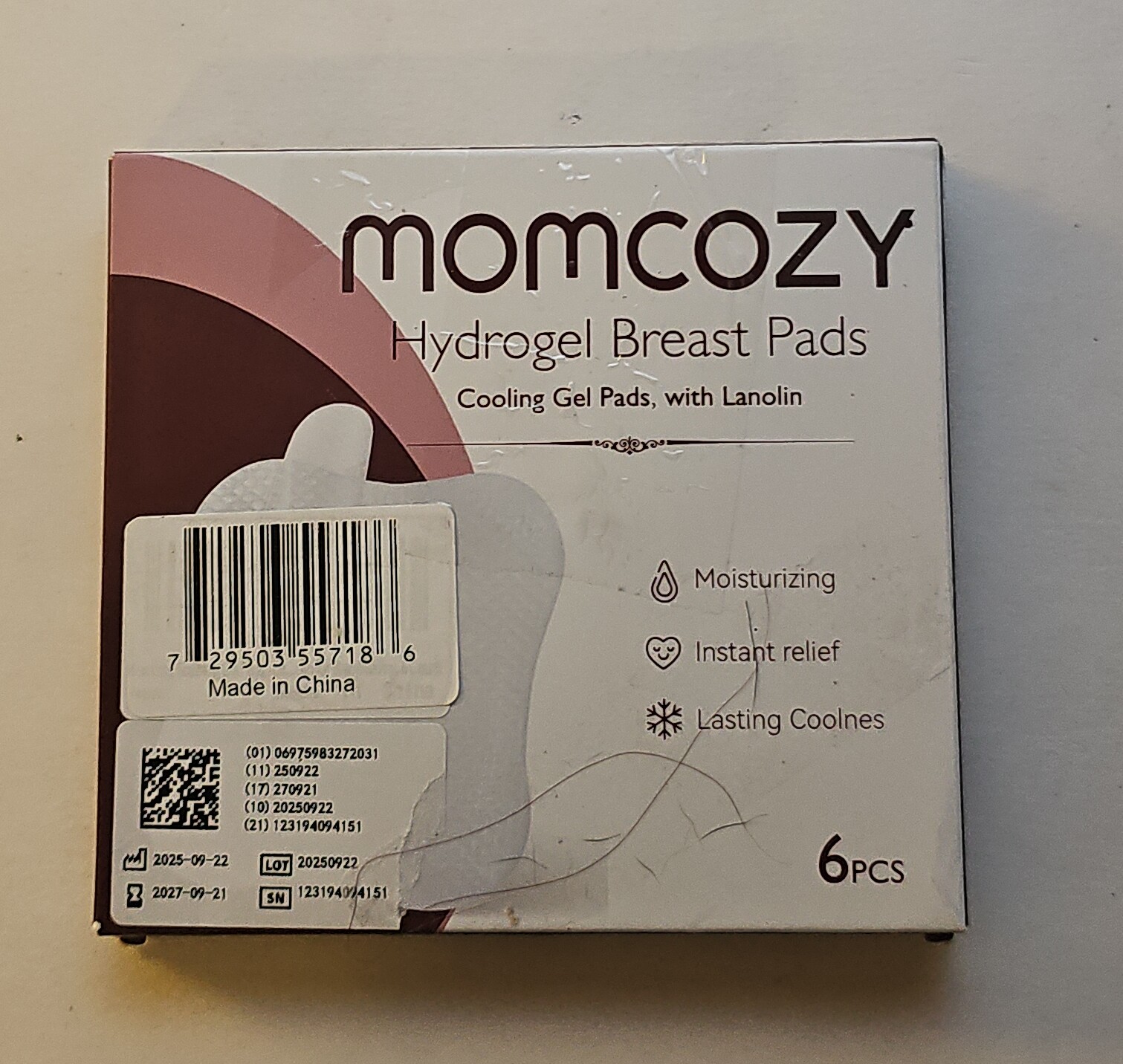 Momcozy Hydrogel Breast Pads With Lanolin 6pcs Individually Sealed Moisturizing