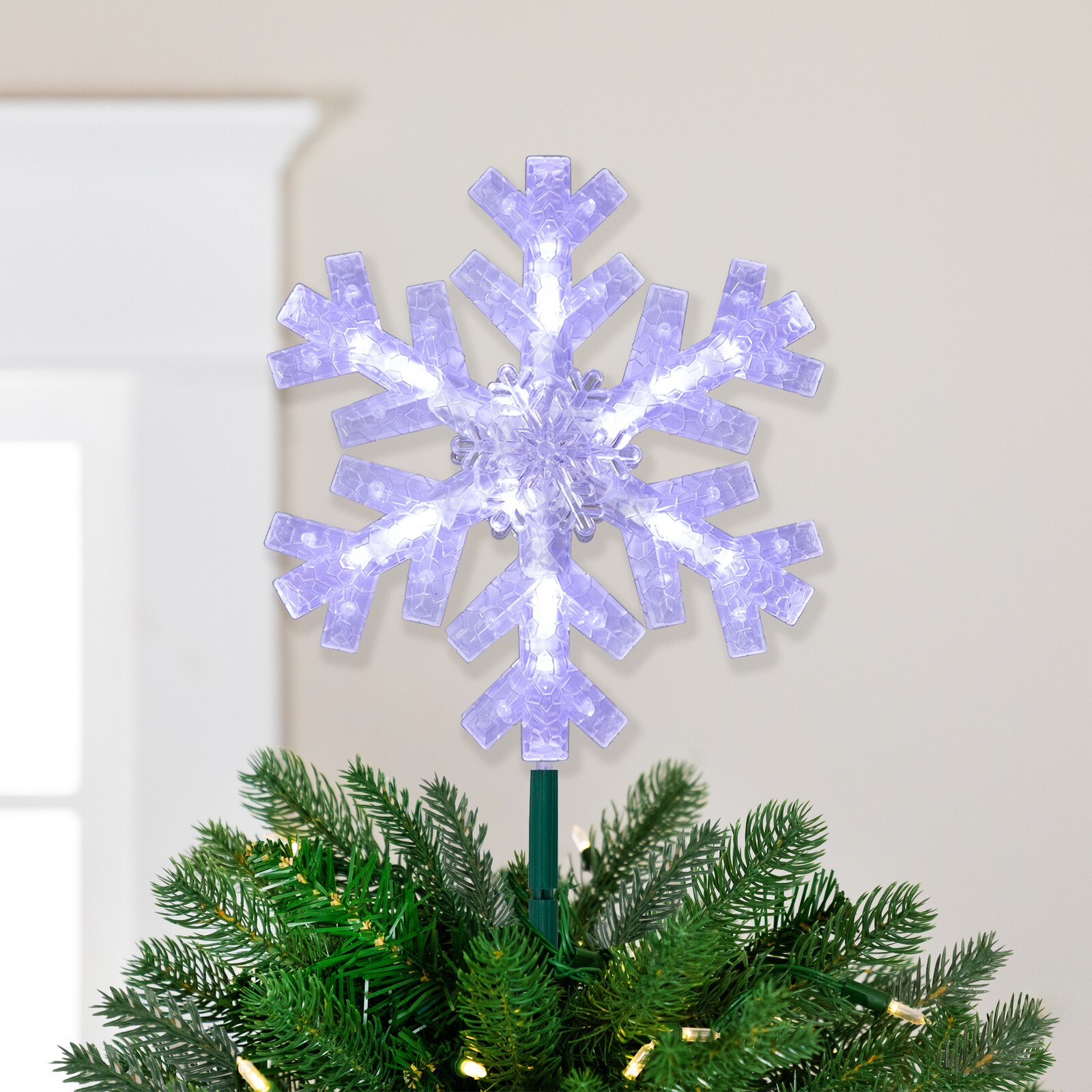 Northlight 14.75" LED Clip-On Snowflake Christmas Tree Topper White Lights