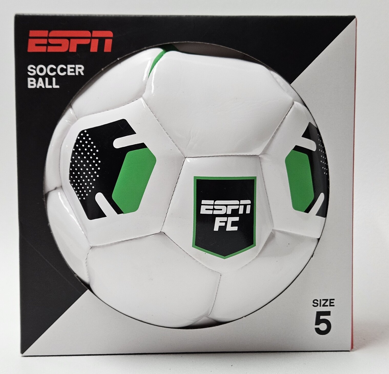 Espn Fc Size 5 Soccer Ball White Green Black Official Match Training Ball Nib