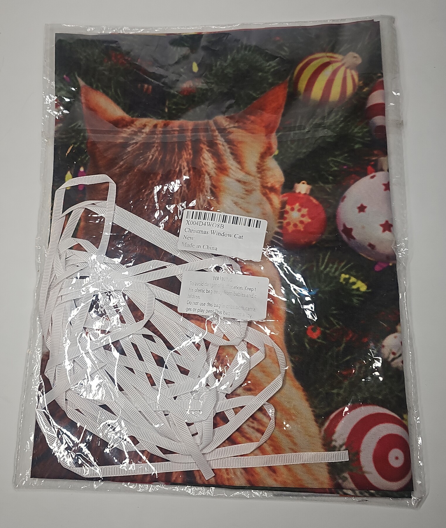 Cat In Window Christmas Banner