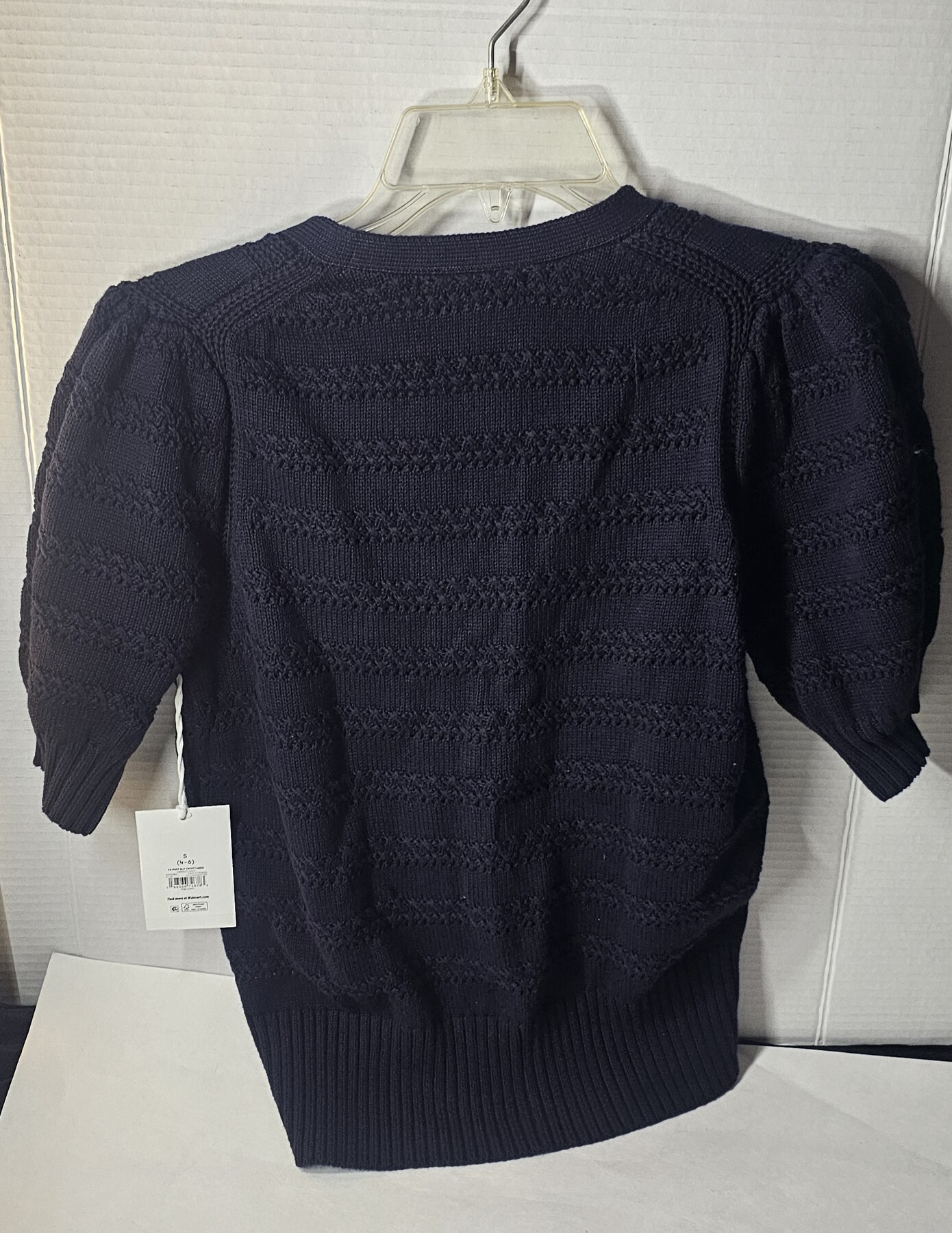 Size S (4-6) Free Assembly Womens Dark Navy Cardigan Sweater Cotton/Acrylic