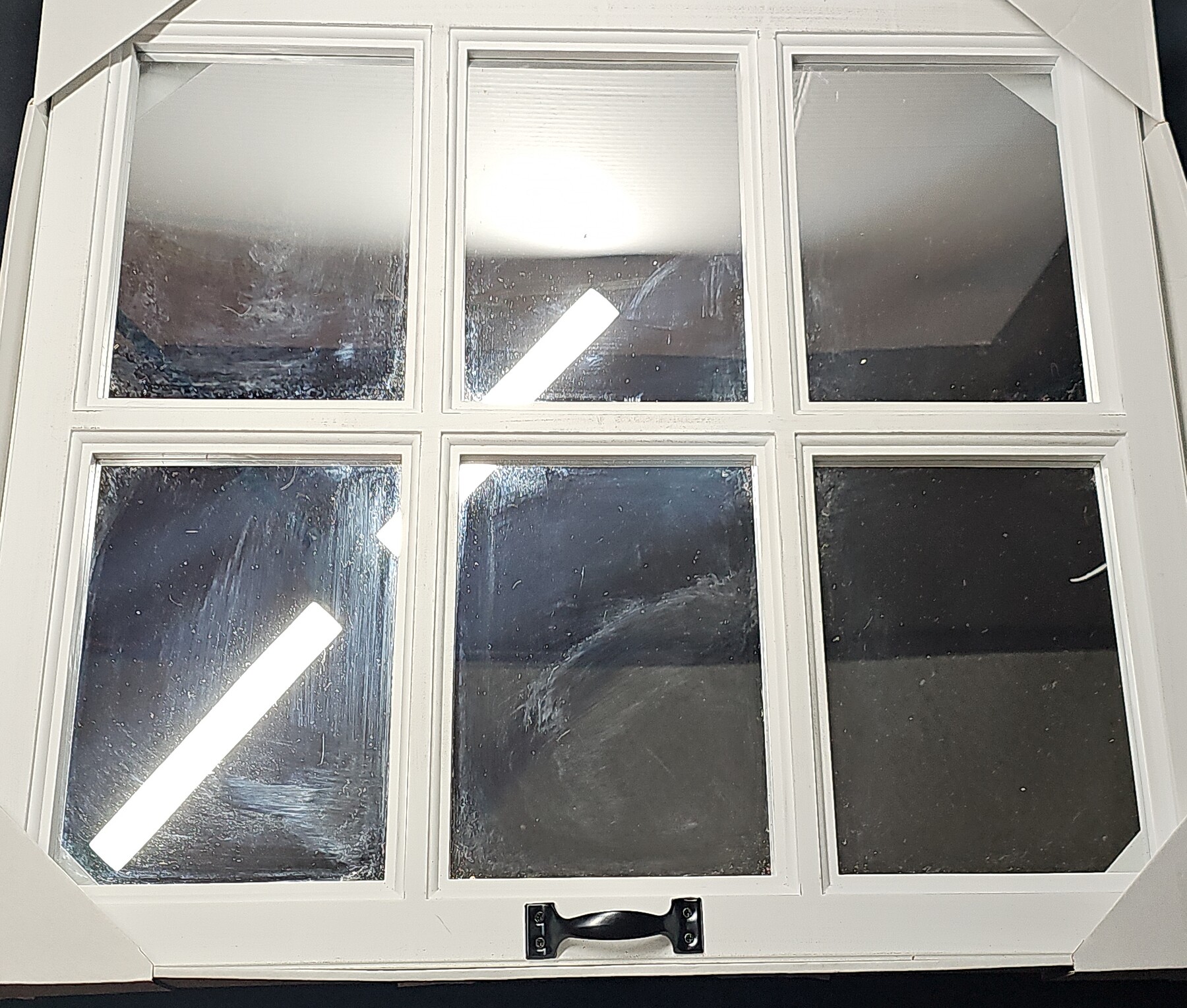 6 Panel Windowpane Wall Mirror Black Farmhouse Decor 21" X 18"